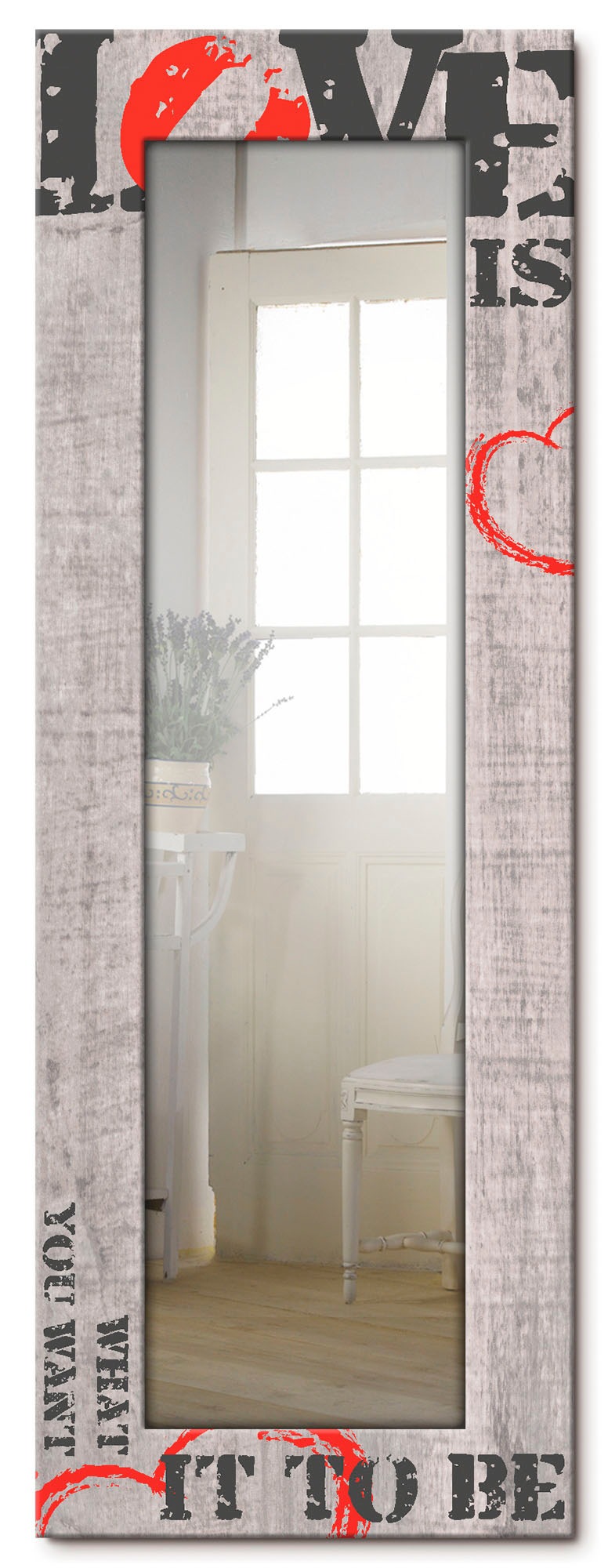 Image of Artland Dekospiegel »Liebe ist...«, gerahmter Ganzkörperspiegel mit Motivrahmen, geeignet für kleinen, schmalen Flur, Flurspiegel, Mirror Spiegel gerahmt zum Aufhängen bei Ackermann Versand Schweiz