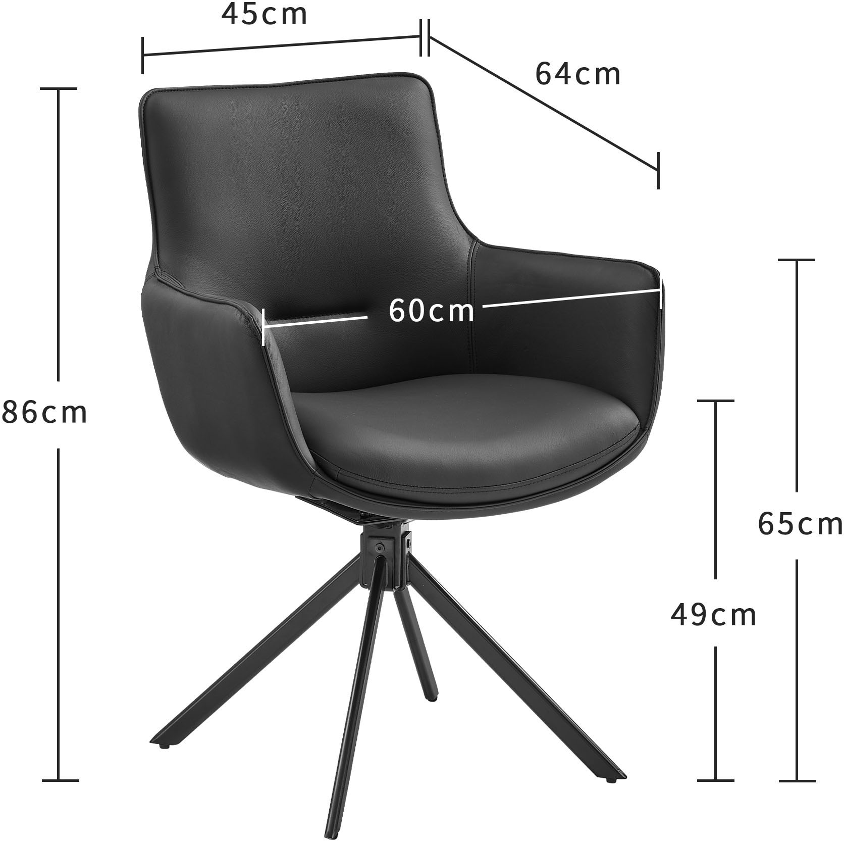GOODproduct Drehstuhl (Set) 2 Stk.Naturleder Bezug, 360° drehbares Gestell aus Eisen