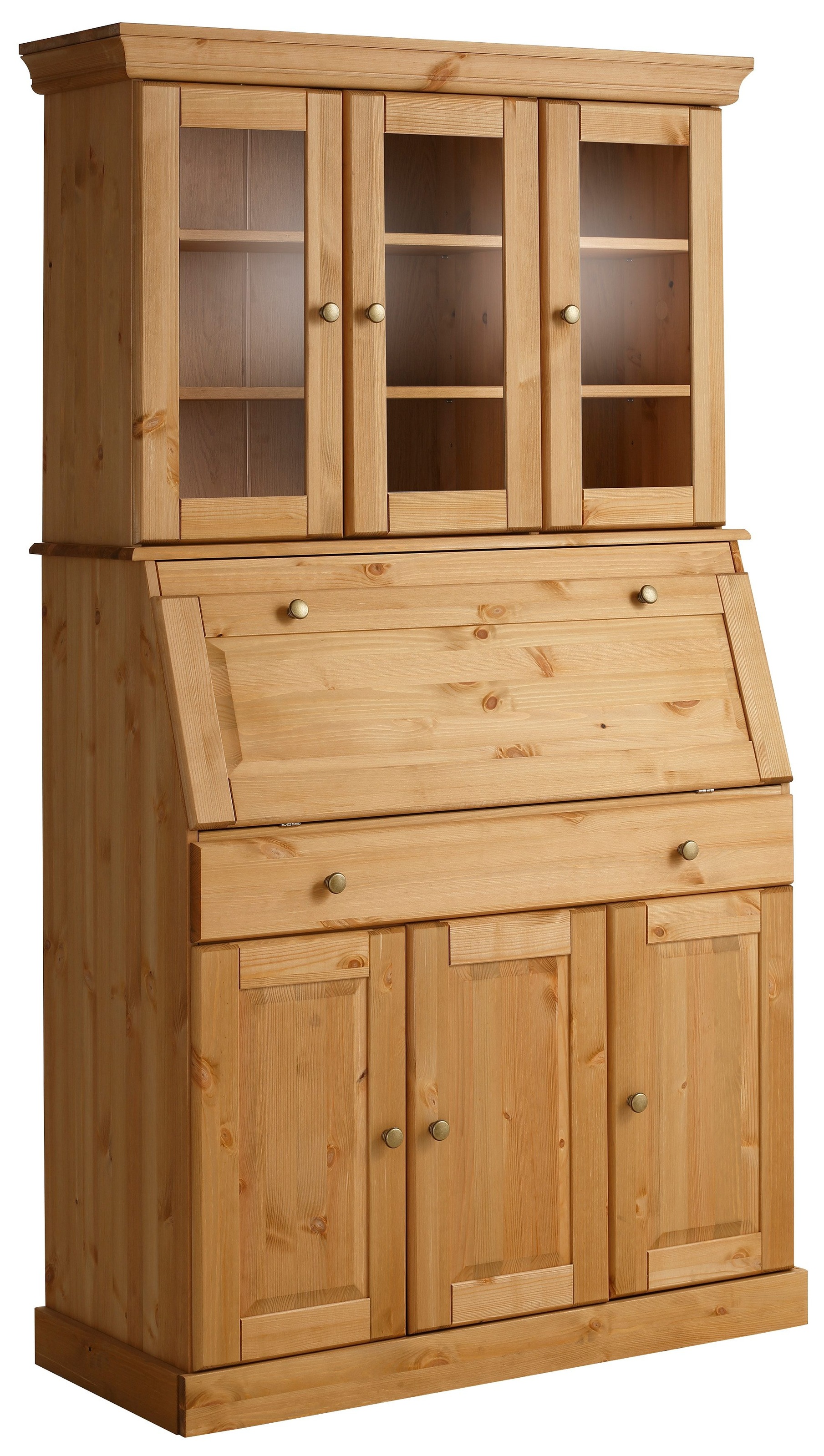OTTO home Sekretär "Rosi im Landhausstil" Schreibtisch aus Massivholz, mit Vitrine, in 2 Breiten