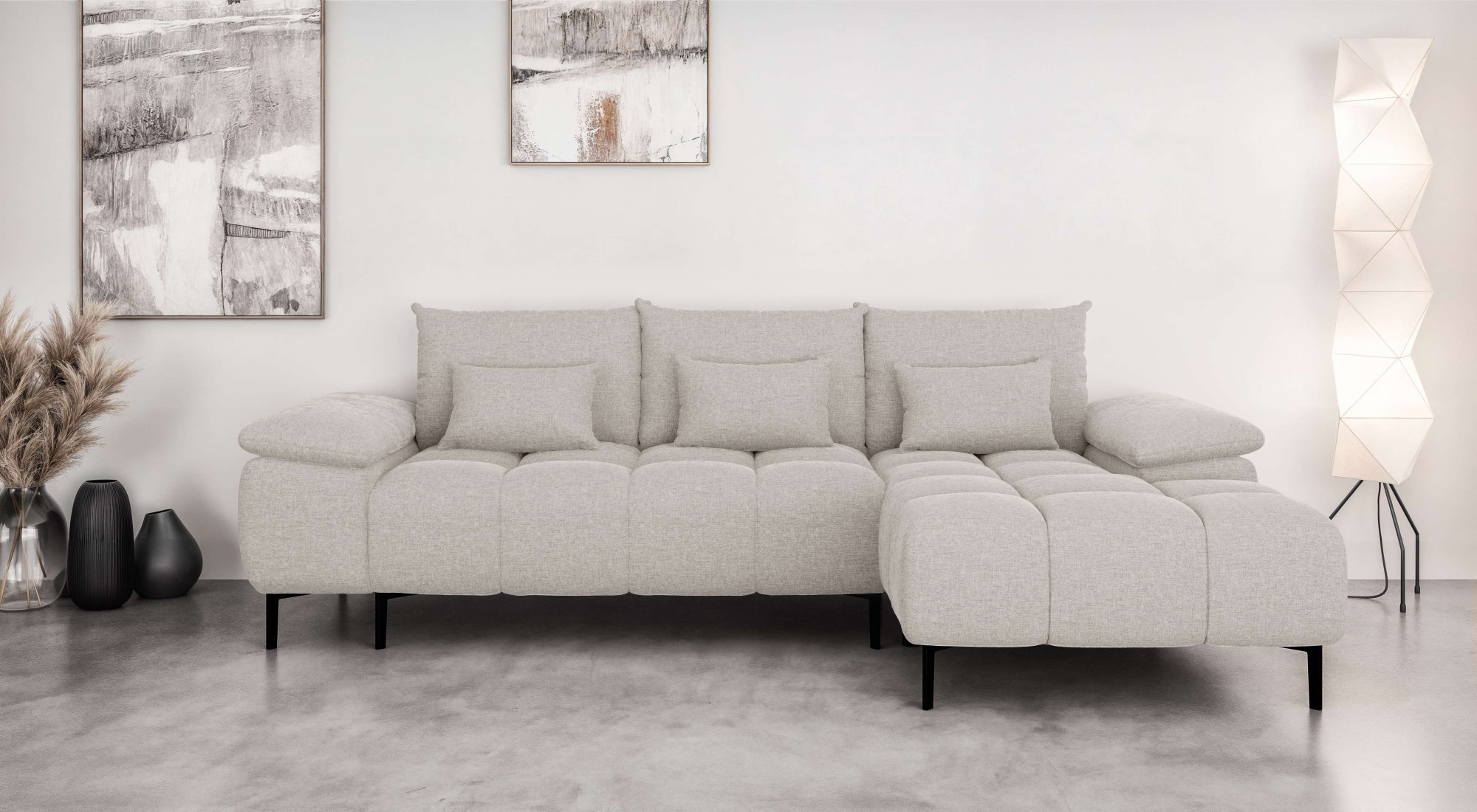 Home affaire Canapé d'angle »DROMARA Schlafsofa mit Bettkasten, Masse: B/T/H 277/141/91 cm« L-Form mit Recamiere rechts/links bestellbar, Wellenunterfederung