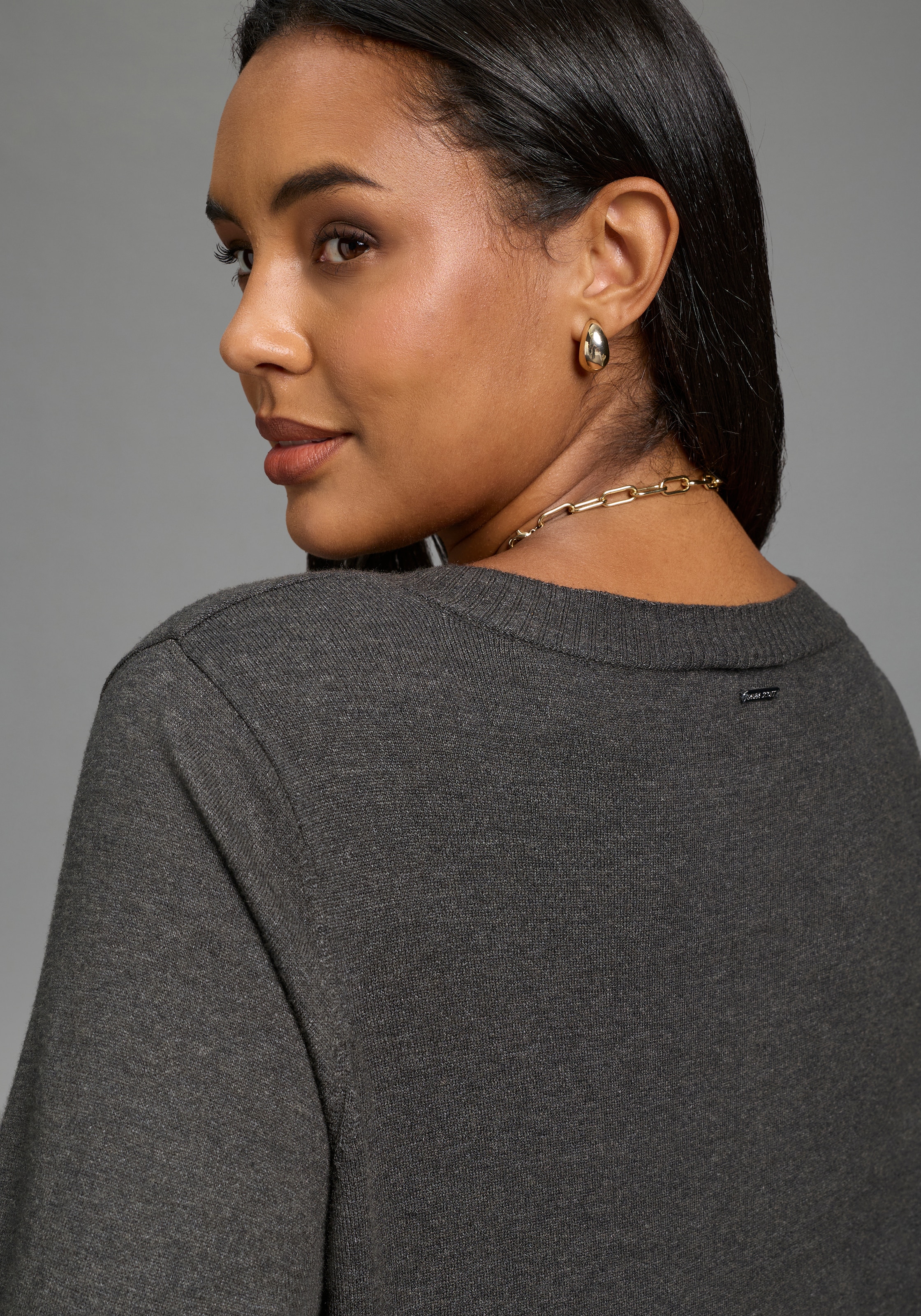 Laura Scott CURVE Pull en tricot »Grosse Grössen« ajusté à la silhouette, avec encolure en V