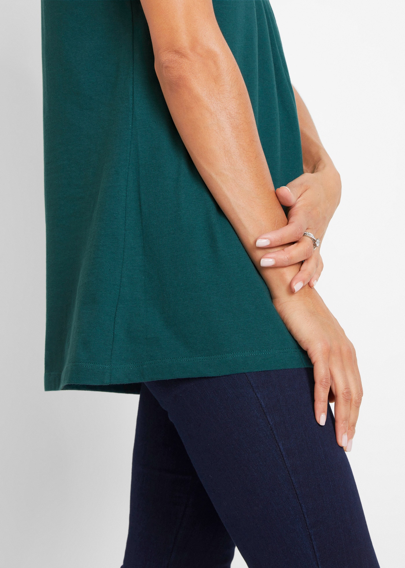 bonprix Top long »Long-Top« mit elegantem Faltendetail, lockere Passform, reine Baumwolle