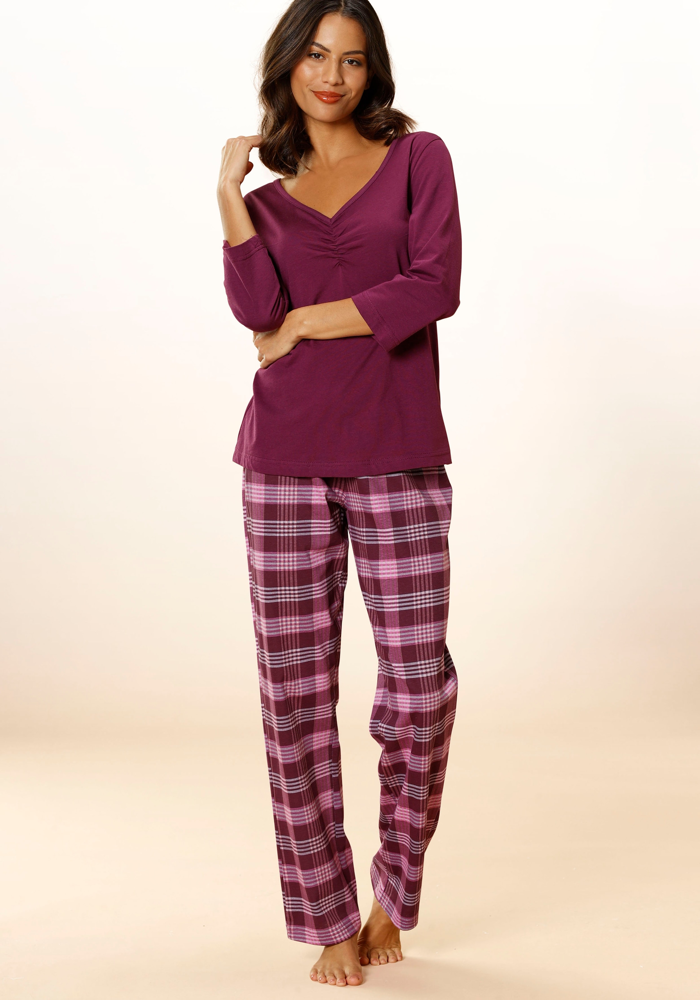 Image of Vivance Dreams Pyjama Set, 2 tlg. mit karierter Hose