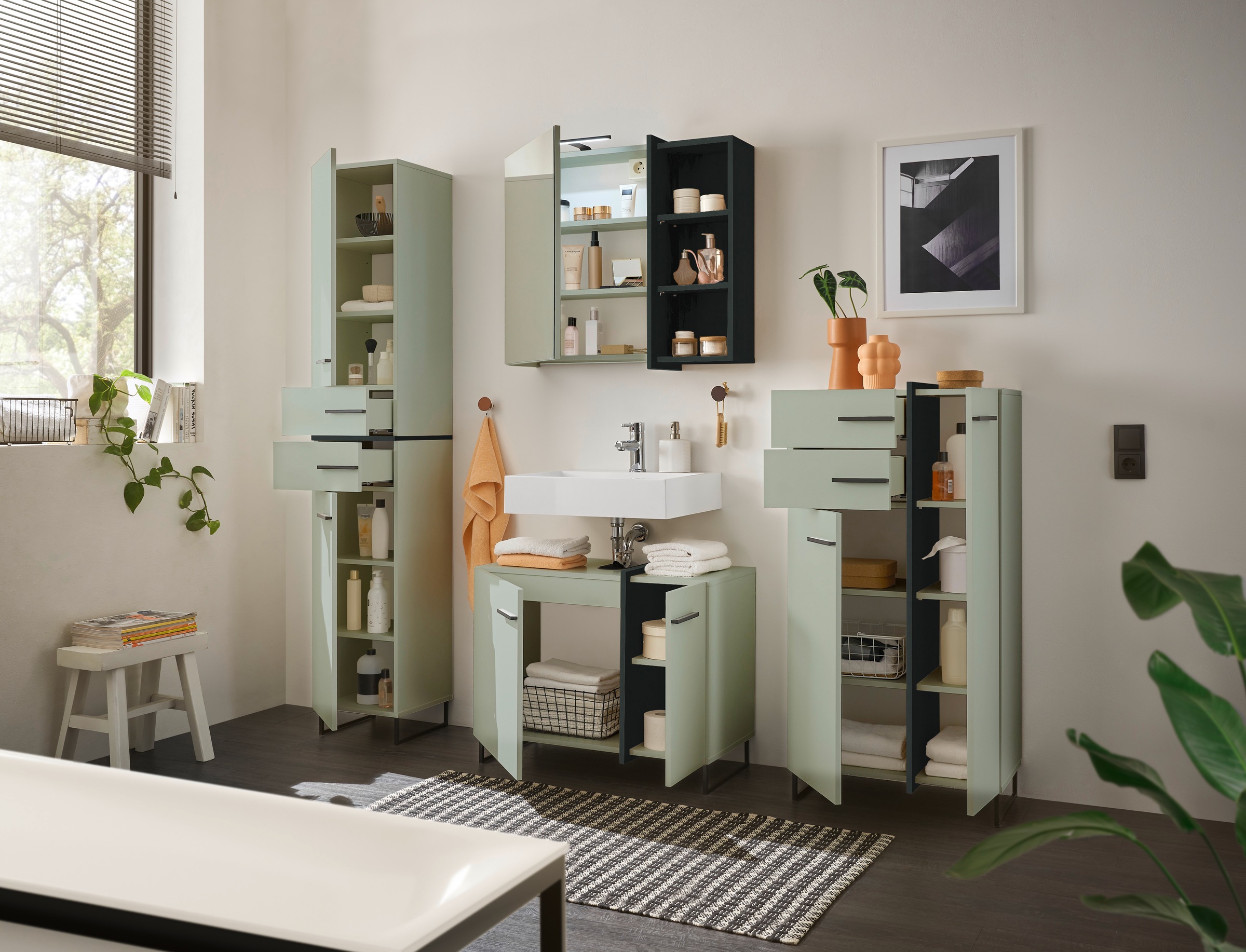 BASIC by Balculina Armoire intermédiaire »Palermo, BxHxT 60x119x35 cm« 1 cuis tlg. Largeur 60 cm, softclose, pieds en métal