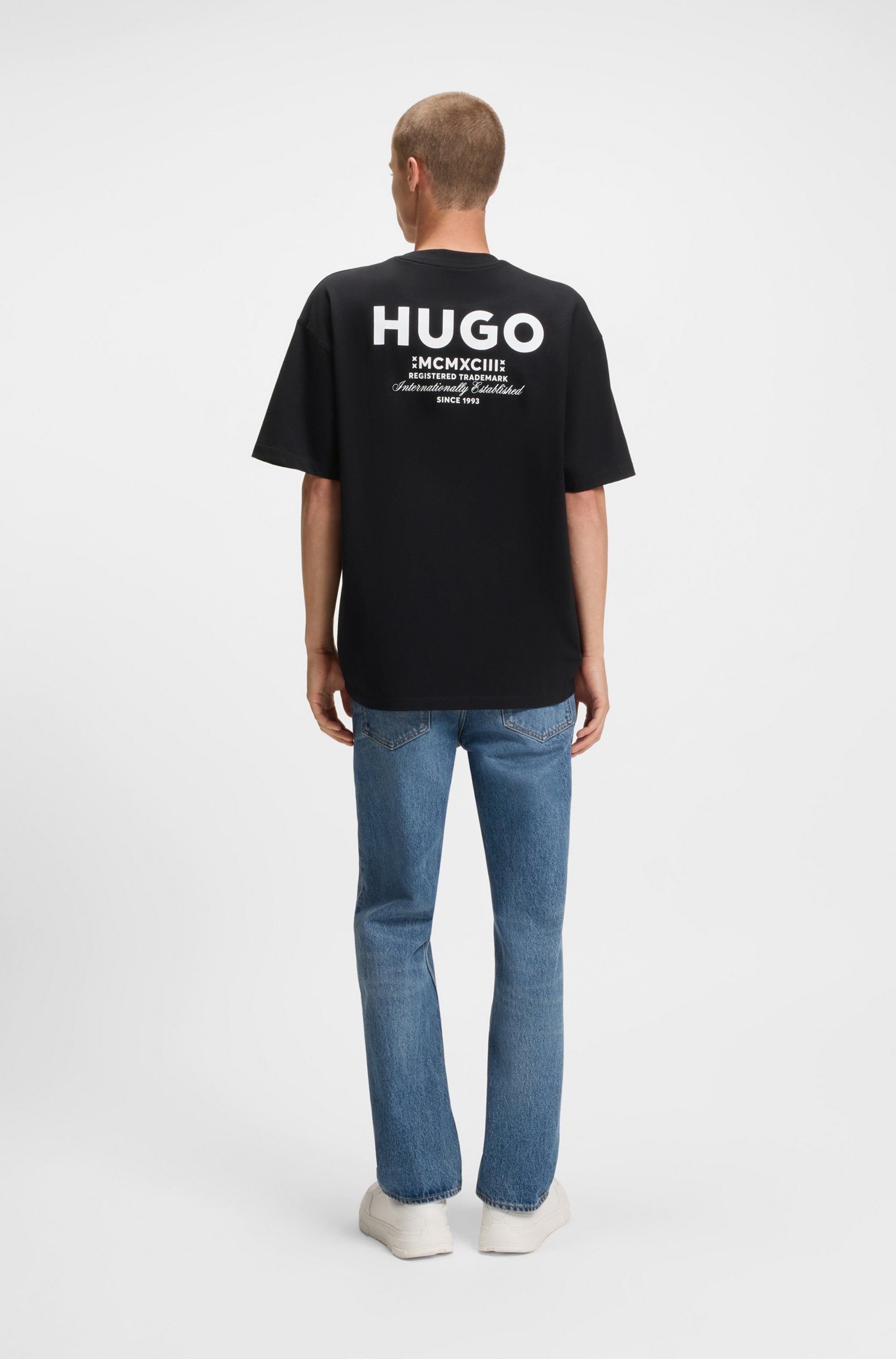 HUGO T-shirt »Nalono« mit Logodruck, Oversized Look mit Backprint