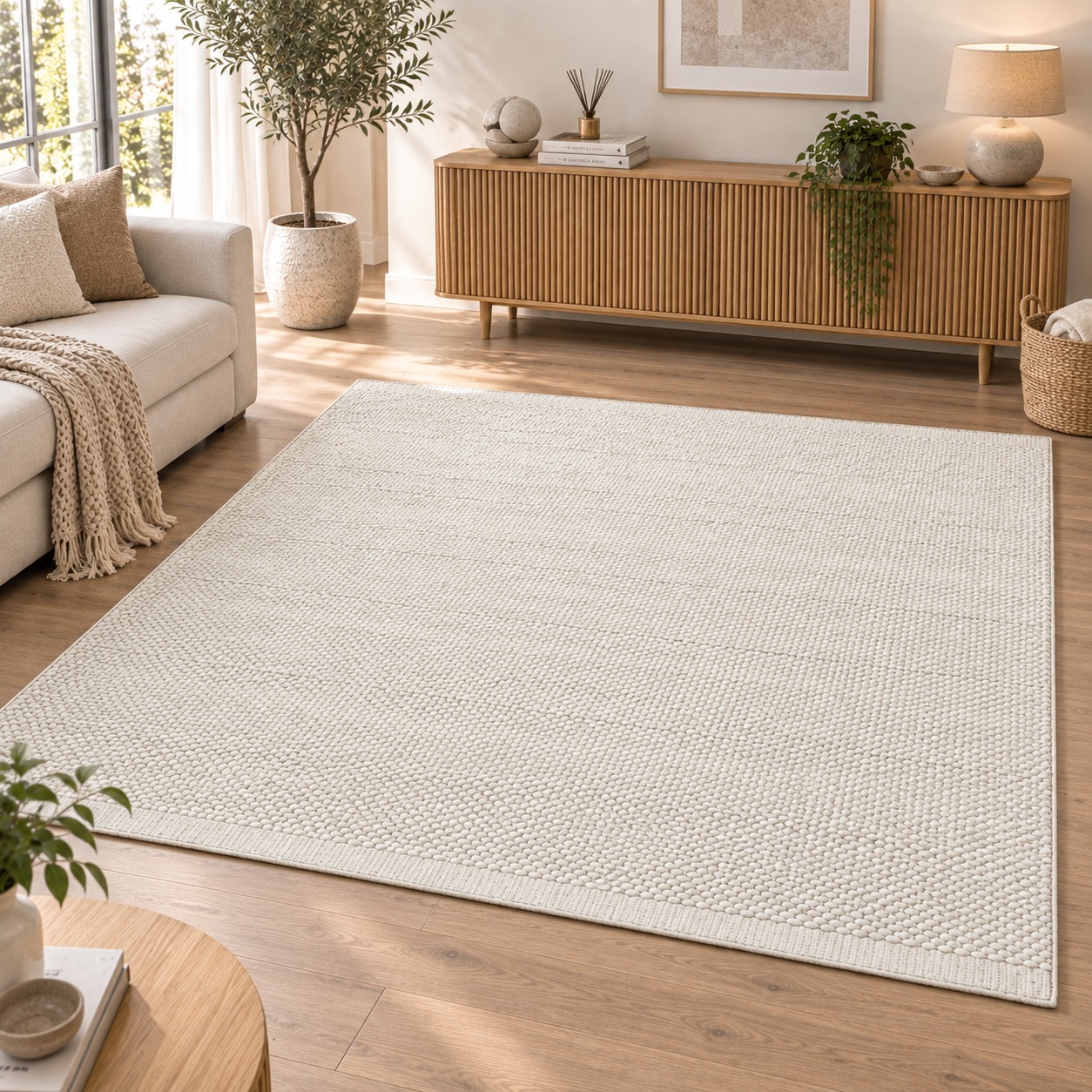 Image of GOODproduct Wollteppich "Woolscape 1, handgewebt" quadratisch 10 mm Höhe Wendeteppich, reine Wolle, Uni Farben, auch in rund & als Läufer