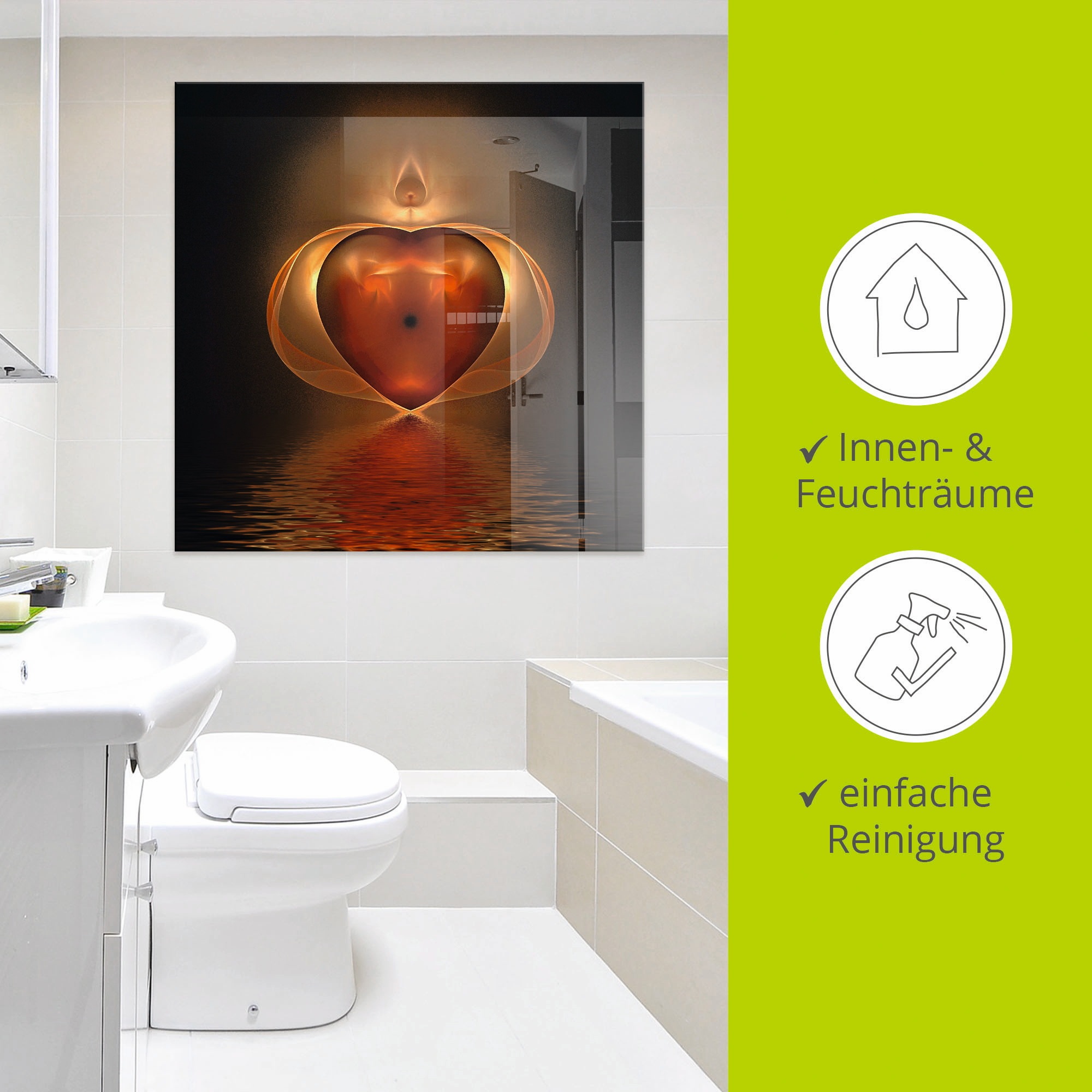 Artland Tableau en verre »Herz« 1 cuis tlg. in verschiedenen Grössen