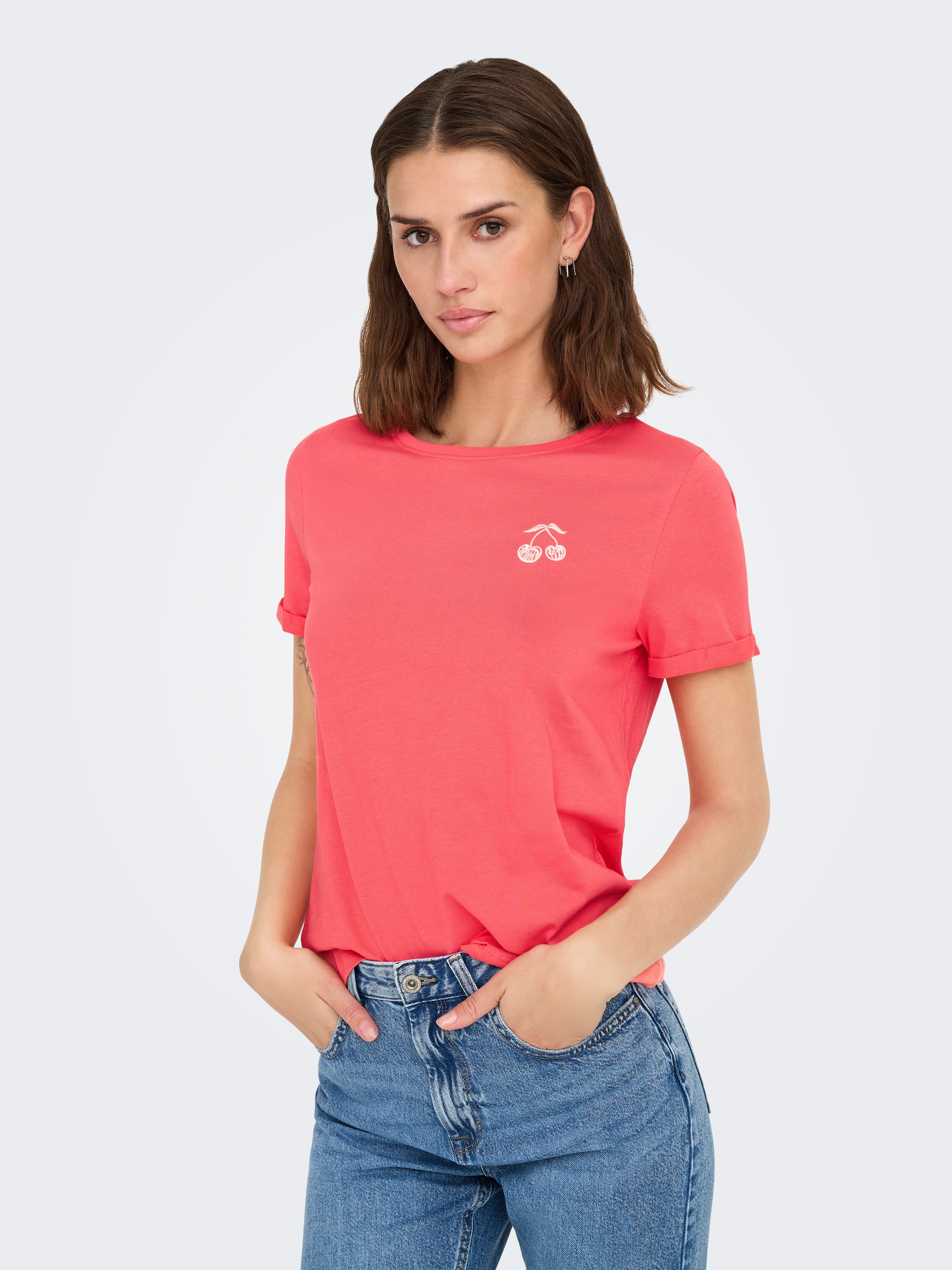 ONLY Kurzarmshirt »ONLGITTE LIFE REG S/S TOP BOX CS JRS«