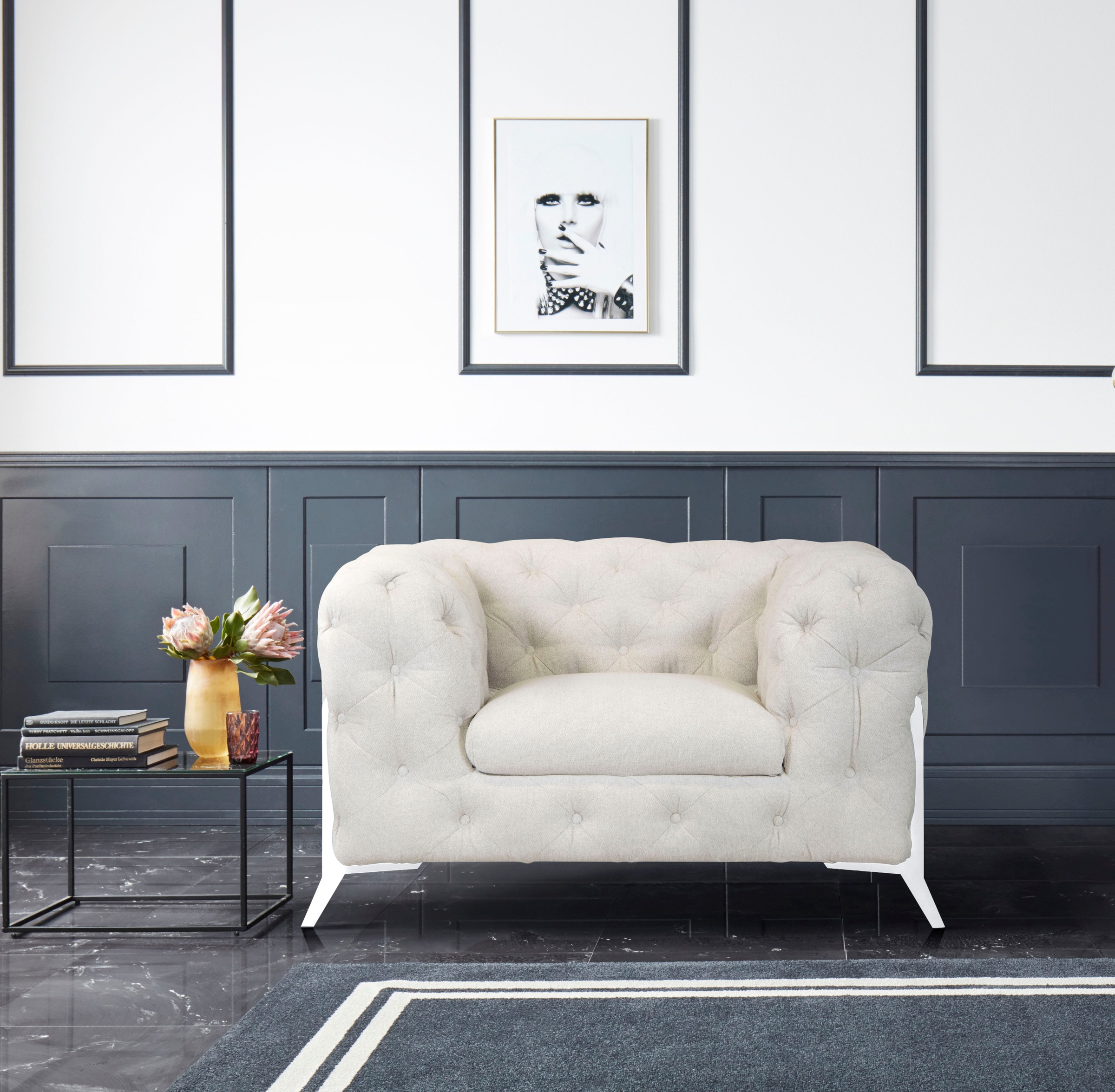 Leonique Chesterfield-Sessel »Amaury Sessel«, aufwändige Knopfheftung, moderne Chesterfield Optik, Fussfarbe wählbar