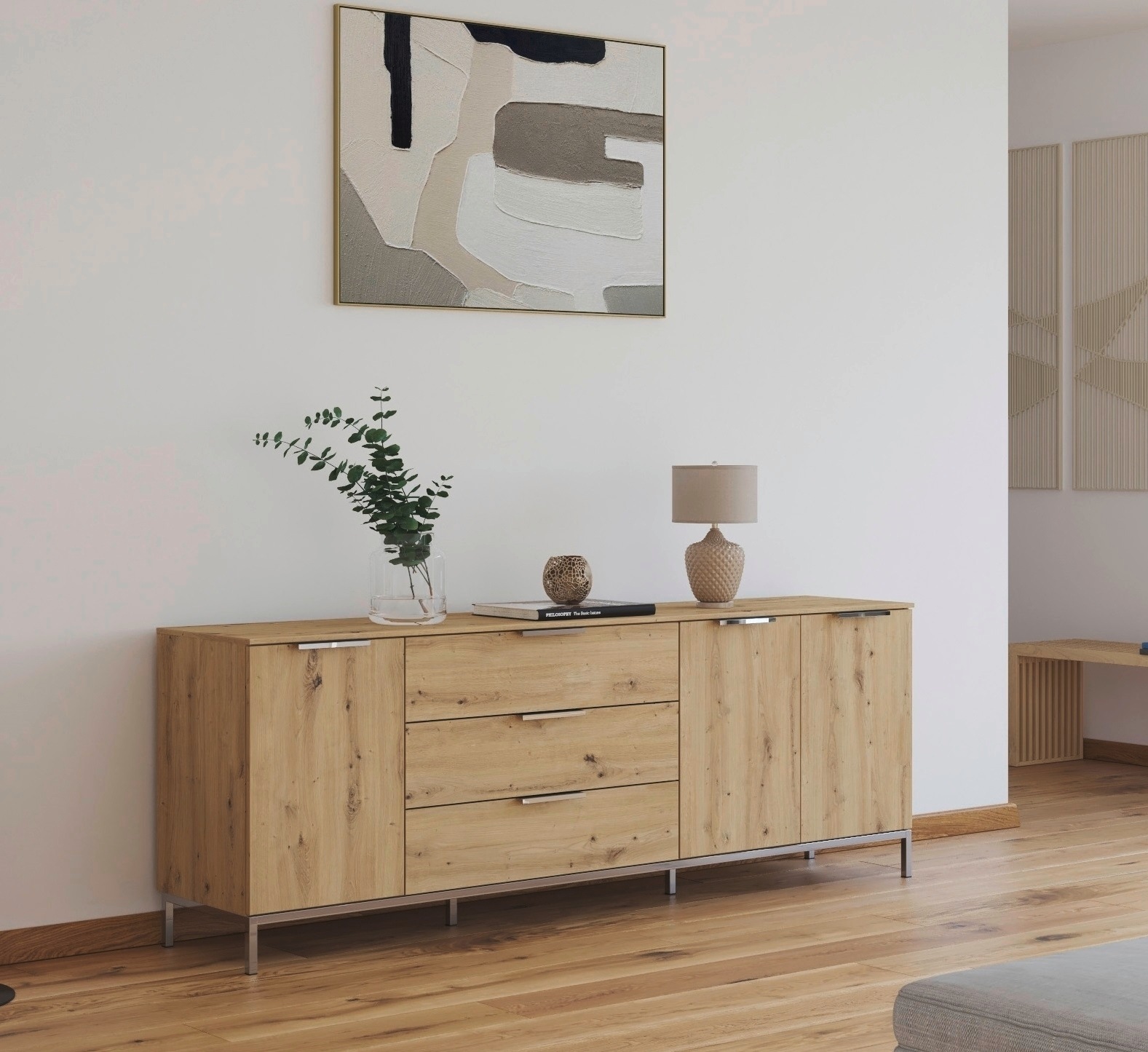rauch Kombikommode "Kommode Türkommode Sideboard Kombikommode FLIPP" Breite 200 cm mit 2 Einlegeböden, 3-türig mit 3 Schubladen und Soft-Close-Funktion