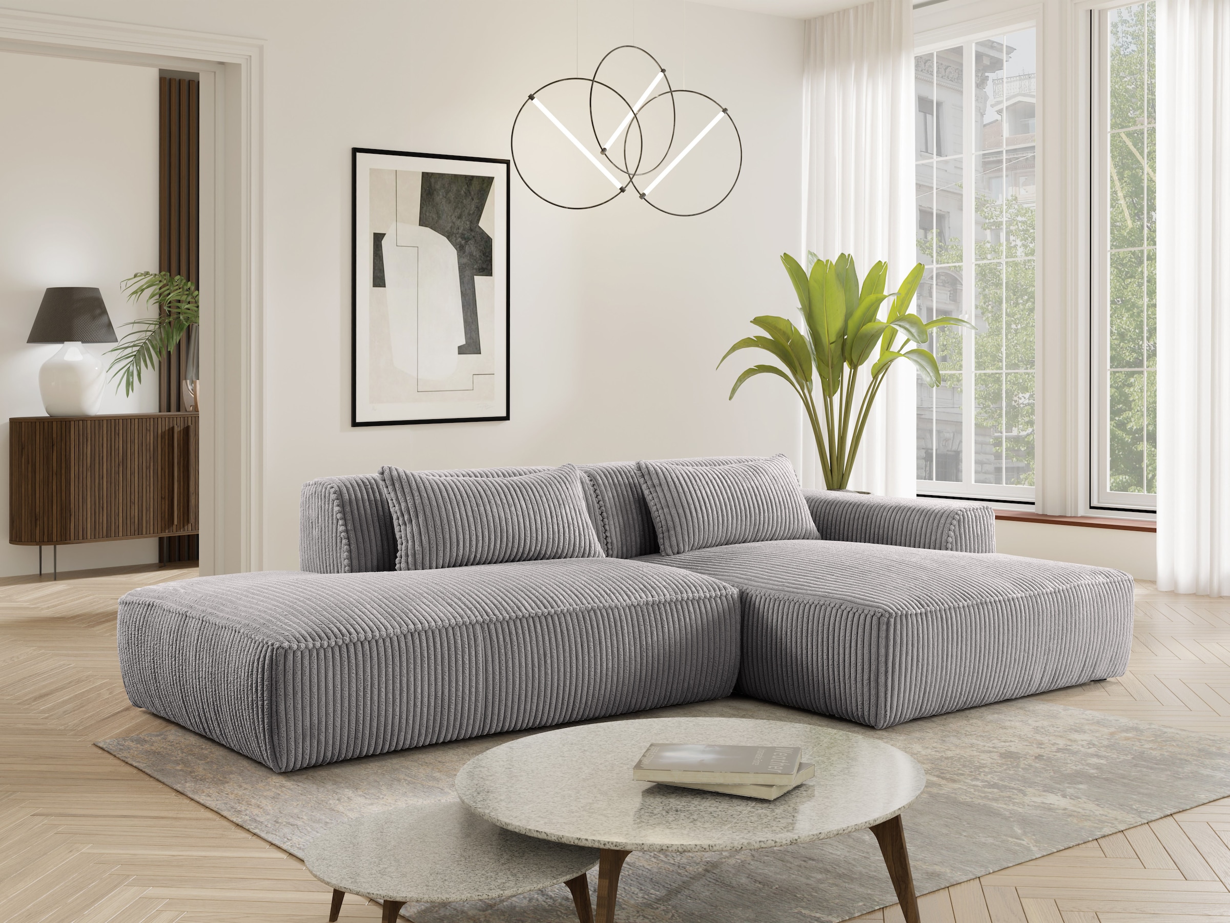 Image of exxpo - sofa fashion Ecksofa "Billund modernes Designsofa, bequem und elegant, Breite 294cm, L-Form" modern, L-form, Wellenfedern, inklusive 2x Nierenkissen