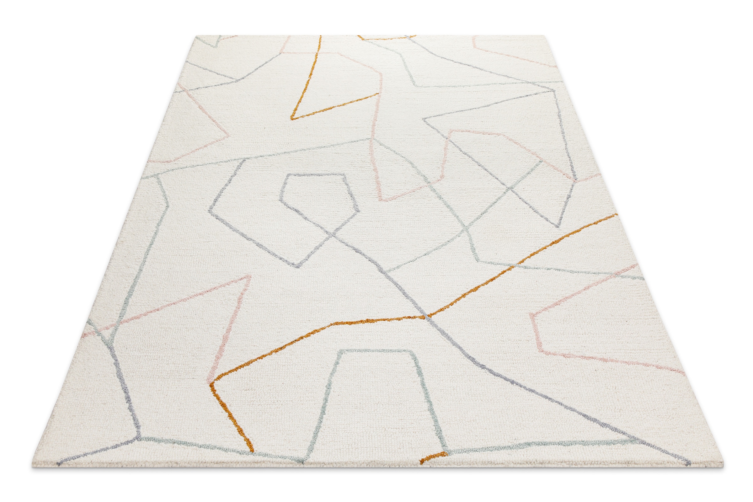 Wecon home Teppich »Nox« rechteckig 6 mm Höhe Wollteppich, abstrakt, hochwertig, handgetuftet, robust, modern