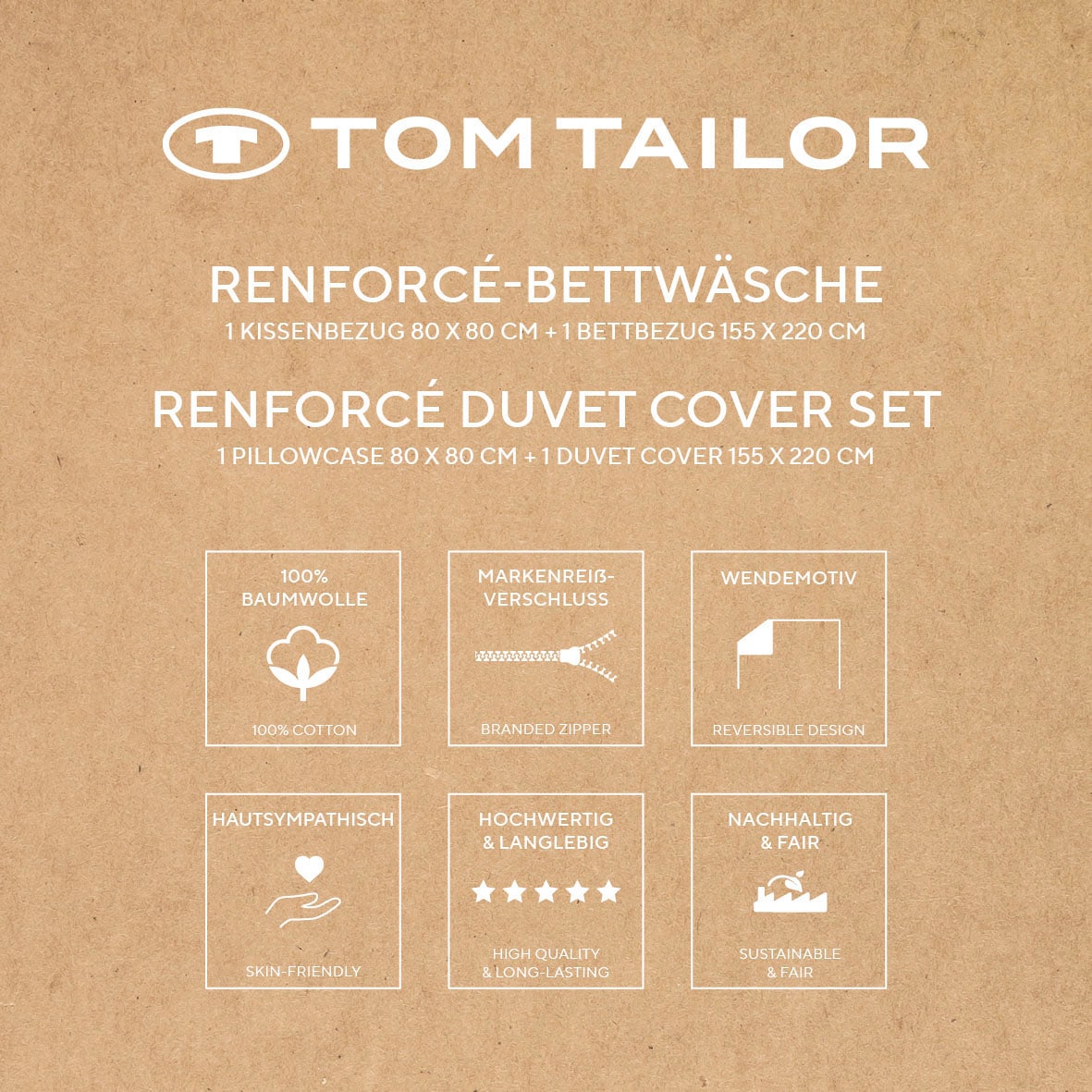 TOM TAILOR HOME Linge de lit »BOLD STRIPES in Gr. 135x200cm, 155x220cm oder 200x220cm« 2 cuis nouvelle chambre, avec fermeture éclair de marque colorée