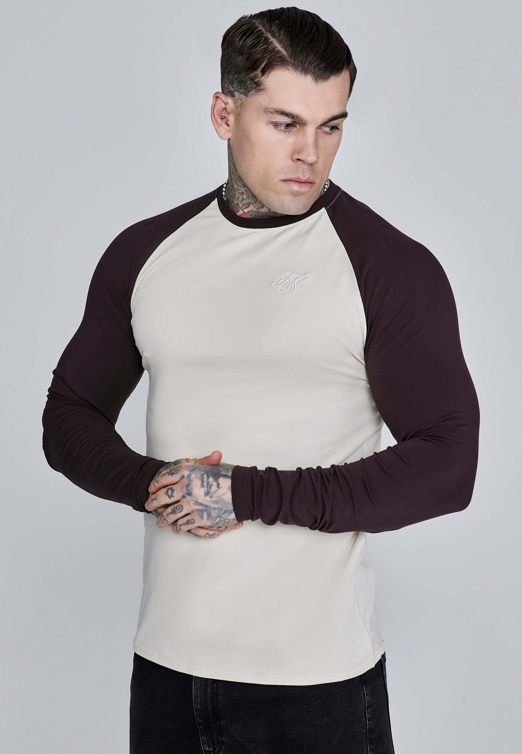 Image of Siksilk Langarmshirt "Siksilk Langarmshirt Muscle Fit T-Shirt"