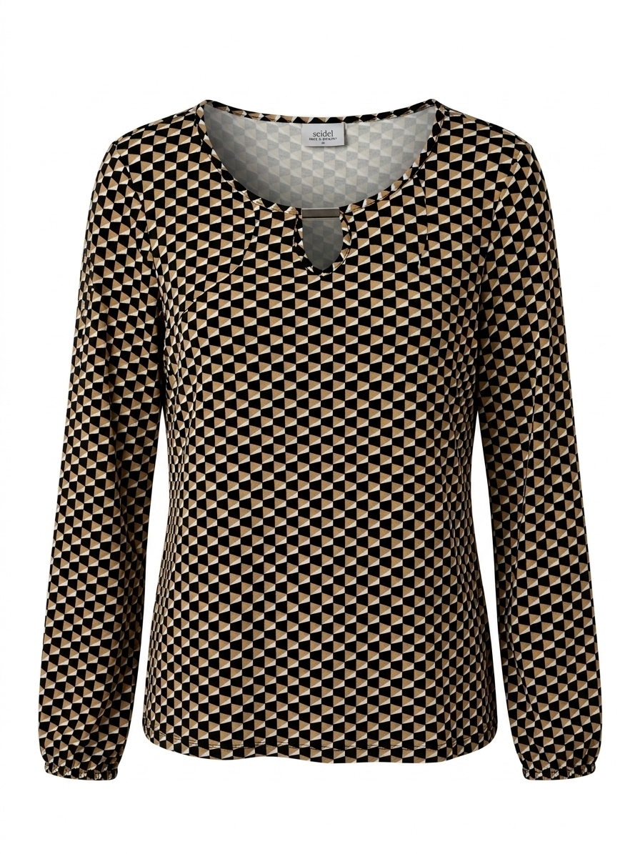 Seidel Moden Langarmshirt Sommershirt mit Minimalprint - MADE IN GERMANY