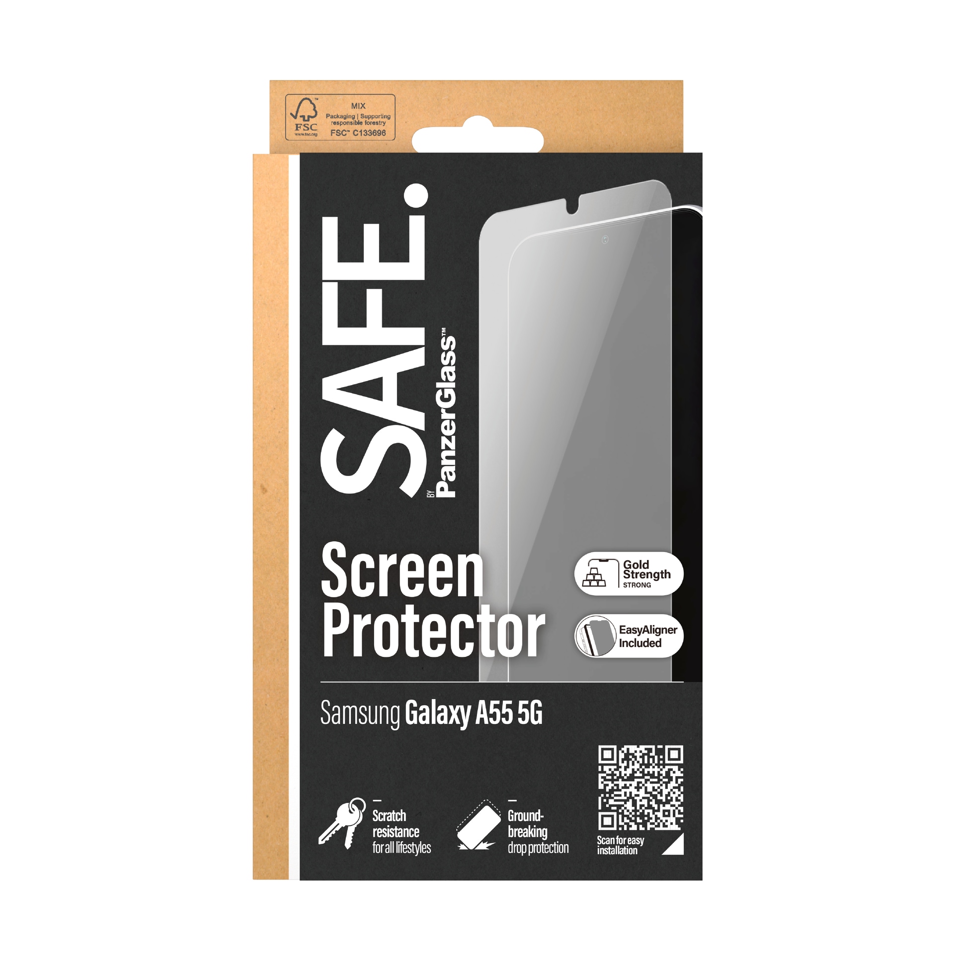 SAFE by PanzerGlass Displayschutzglas »Ultra Wide Fit Screen Protector«, für Samsung A55 5G, Displayschutzfolie, Displayschutz, Bildschirmschutz stossfest kratzfest