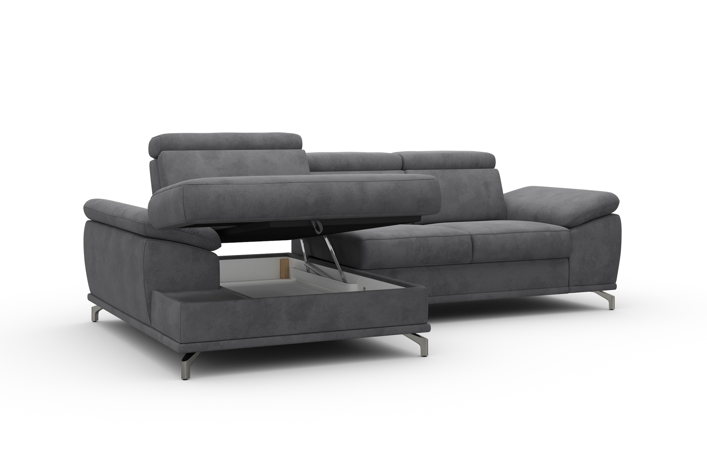 sit&more Ecksofa »Cabrio L-Form, mit Sitztiefenverstellung, Arm- und Kopfteilverstellung«, 2 Nierenkissen, Federkern, optional Bettfunktion und Stauraum