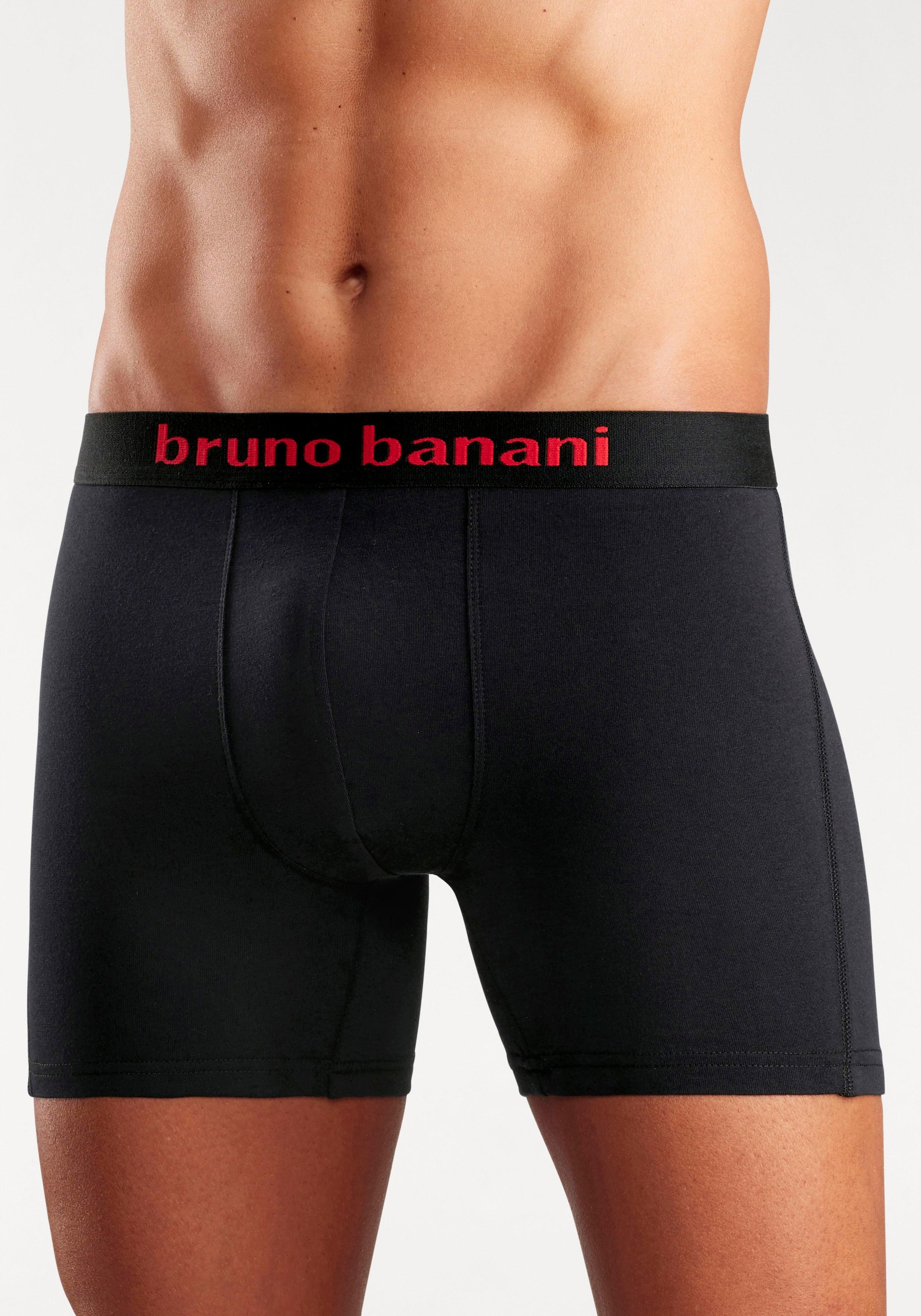 Bruno Banani Langer Boxer »Unterhose für Herren«, (Packung, 4 St.), mit auffälligem Logobund