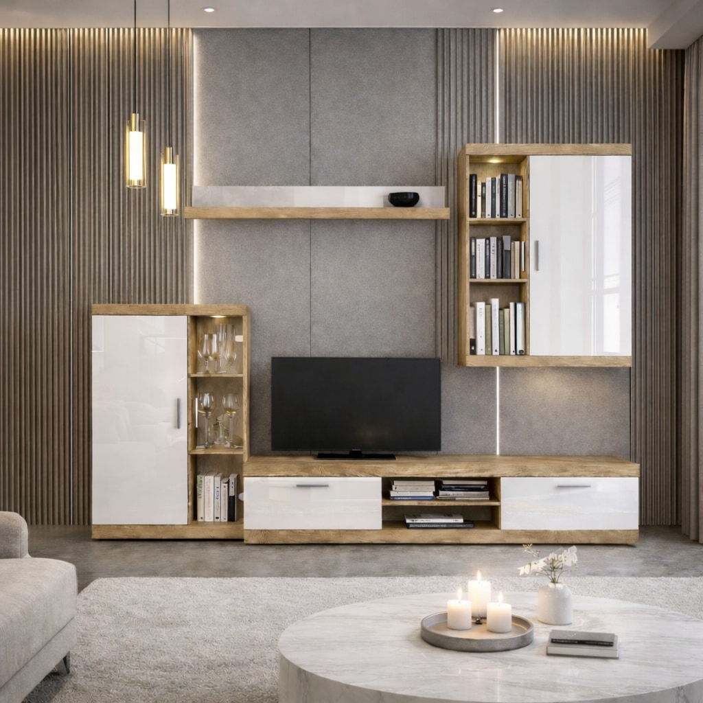 GOODproduct Wohnwand »Cleo 2, Anbauwand, Wohnkombination, Wohnzimmer-Set« 4 Stk. tlg.