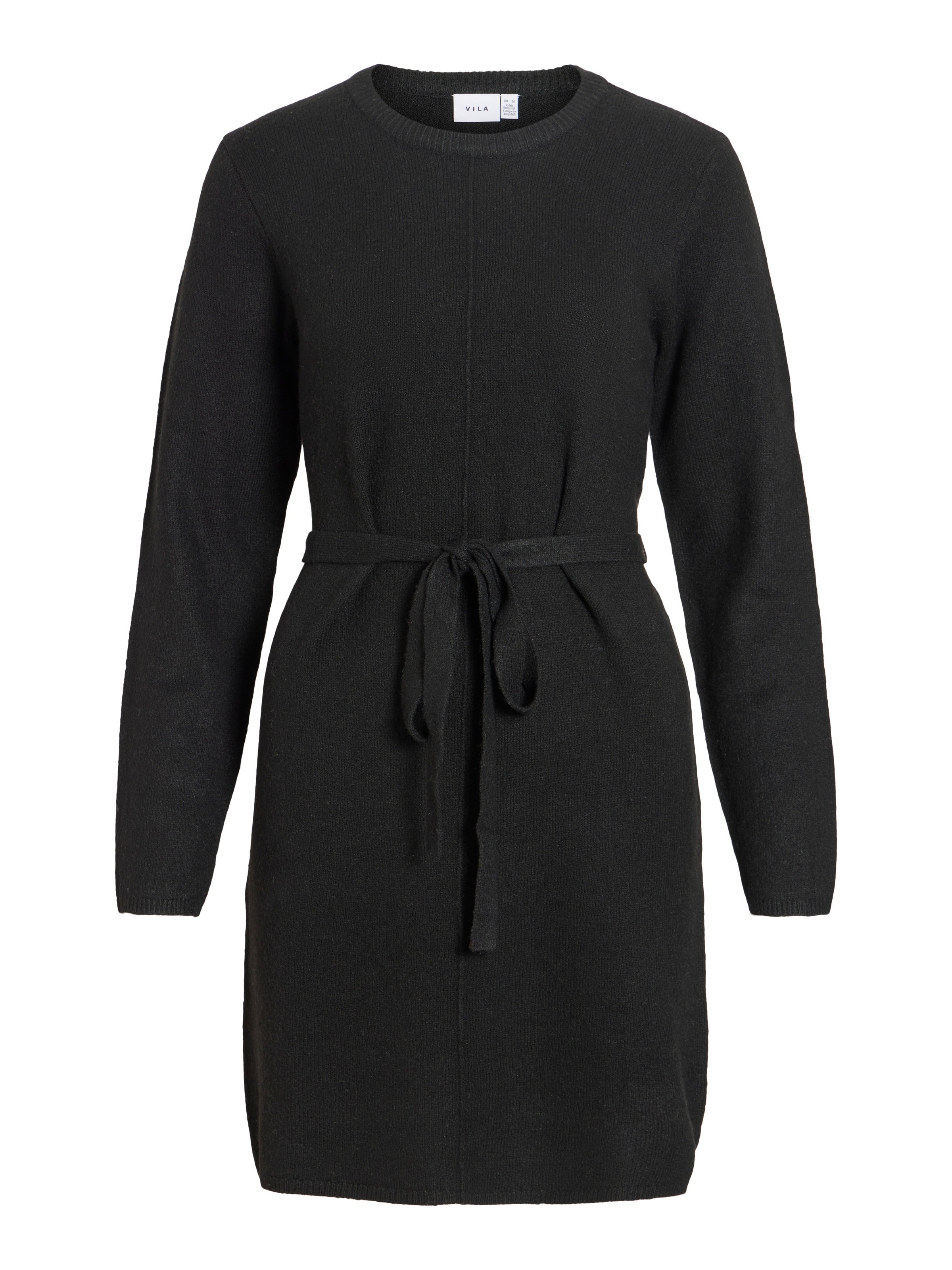 Vila Robe en tricot »VILIGA L/S O-NECK BELTED KNIT DRESS-NOOS« mélange de matériaux, coupe normale