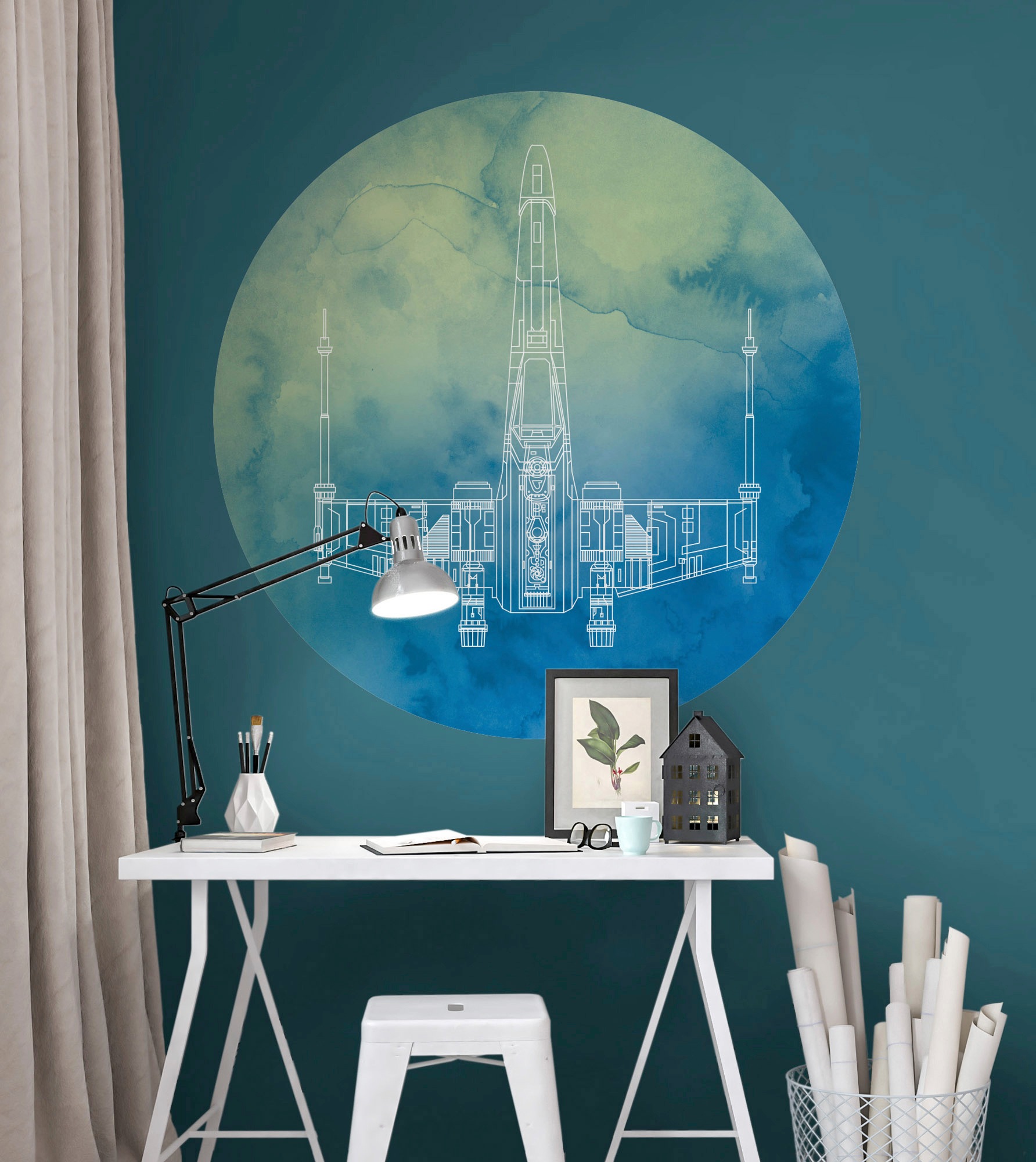 Komar Fototapete »Vlies selbstklebend - Star Wars X-Wing - Grösse 125 x 125 cm«, bedruckt, Kinderzimmer