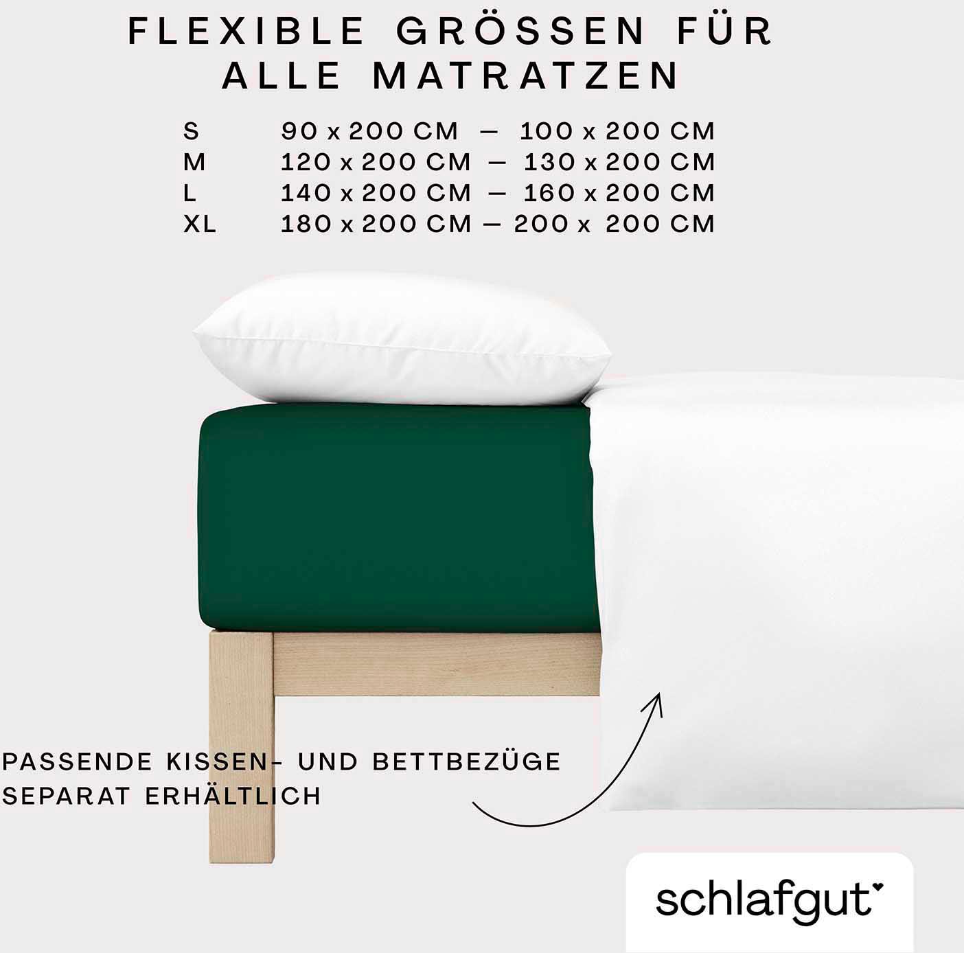 Schlafgut Spannbettlaken »CASUAL u.a. in Gr. 90x200, 140x200 oder 180x200 cm, 100% Bio-Baumwolle«, Bettlaken für Matratzen bis 25 cm Höhe, zuverlässig, langlebig, weich