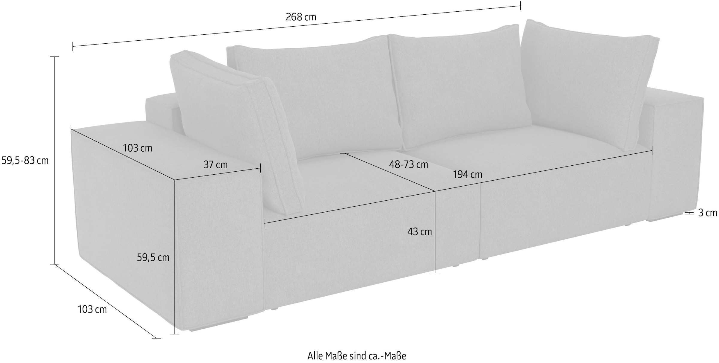 Trends by HG Canapé Big »Conor XL, B: 268cm, Liegefläche: 138 x 194 cm, in Cord und Velours« avec fonction couchage et coffre de lit