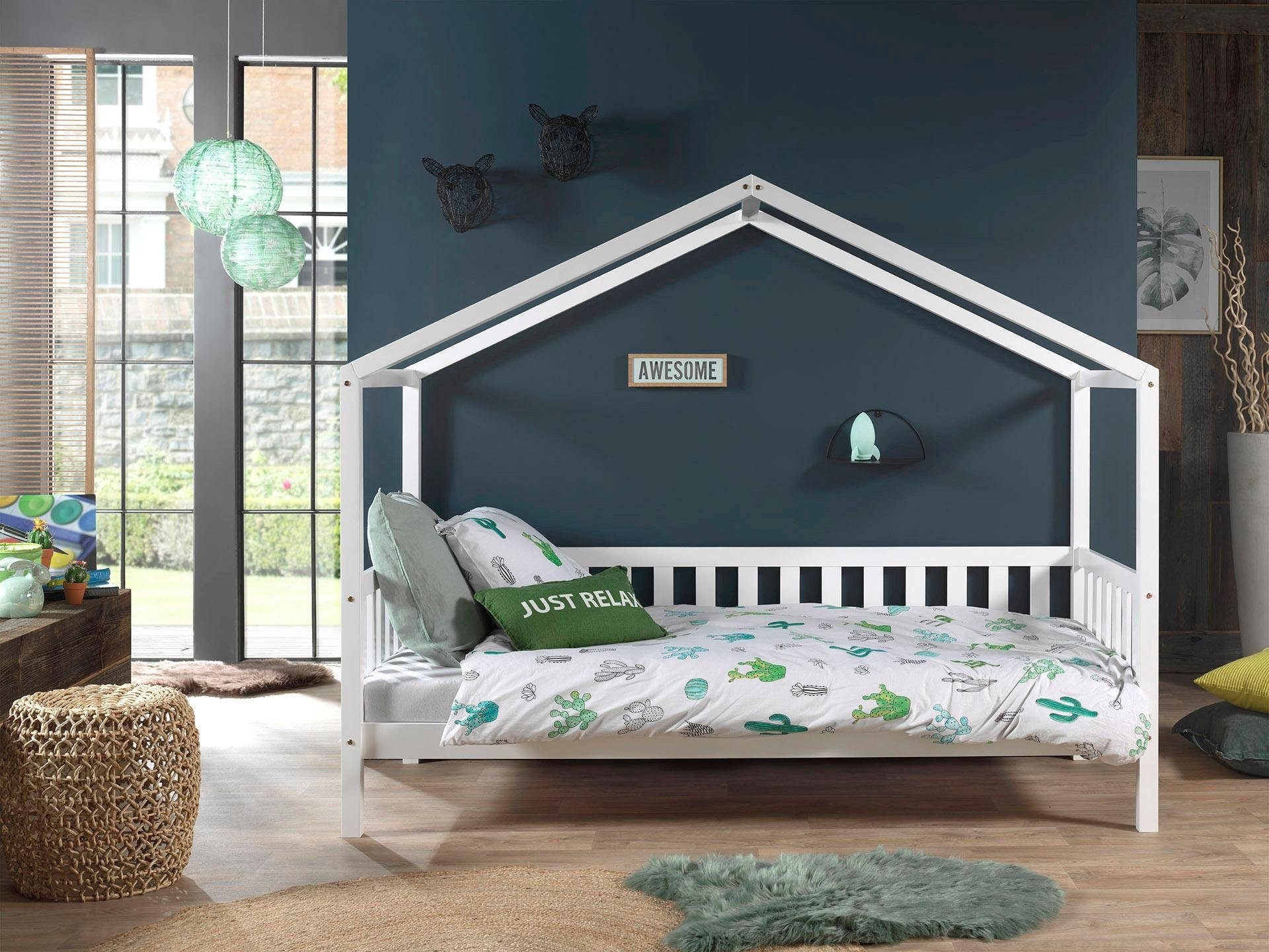 Lit cabane MH 90x200 Sommier inclus Dallas - Blanc