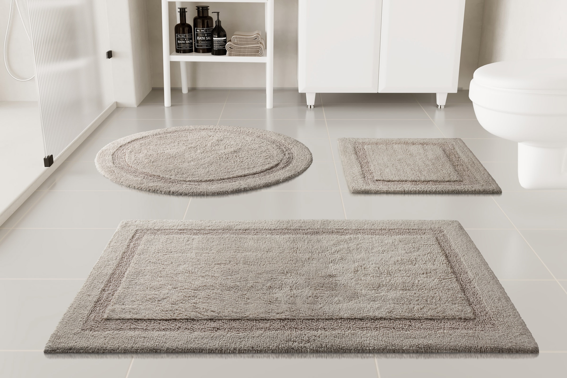 GOODproduct Badematte »Meellor, uni, viele Farben, Badvorleger, Badezimmer Teppich« Höhe 20 mm rutschhemmend beschichtet fussbodenheizungsgeeignet Badteppich, getuftet, modern, Uni, antirutsch, flauschig, Baumwolle