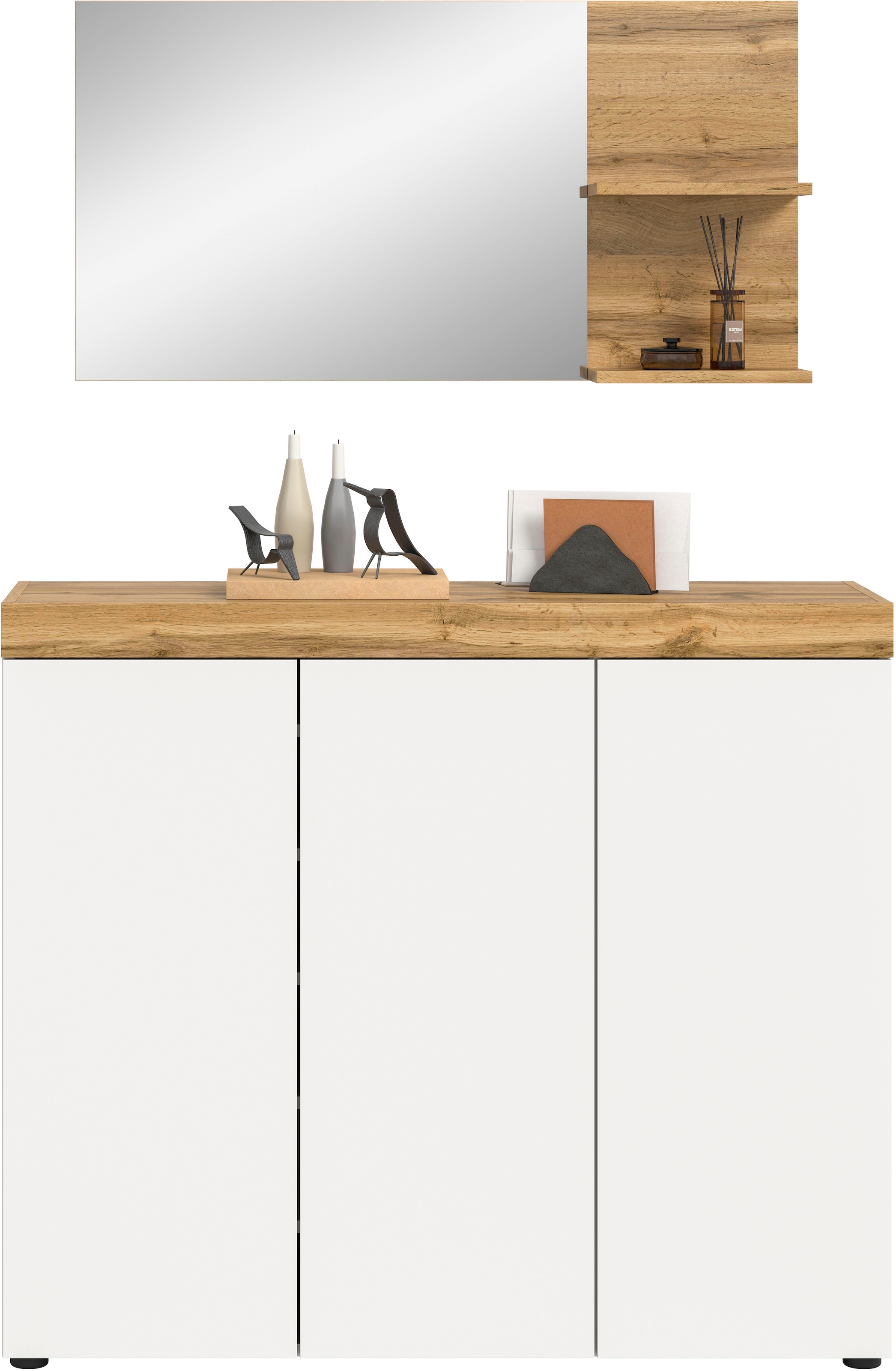 GOODproduct Ensemble de vestiaires »MAMBO, TOPSELLER!, 2-teilige Kombination, stehend & hängend montierbar« bestehend aus: Kommode, Spiegel, 2 cuis tlg.