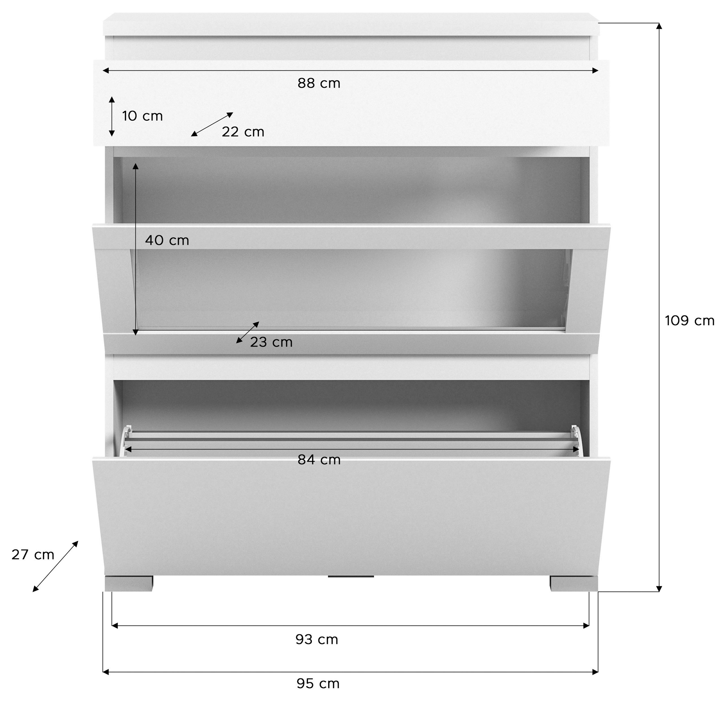 INOSIGN Schuhschrank »Skoskap, Tiefe 27cm, 2 Klappen, 1 Schubkasten, Platz für 8 Schuhpaare« Schuhkipper, Schuhkommode, Schuhregal, Kommode, Anrichte