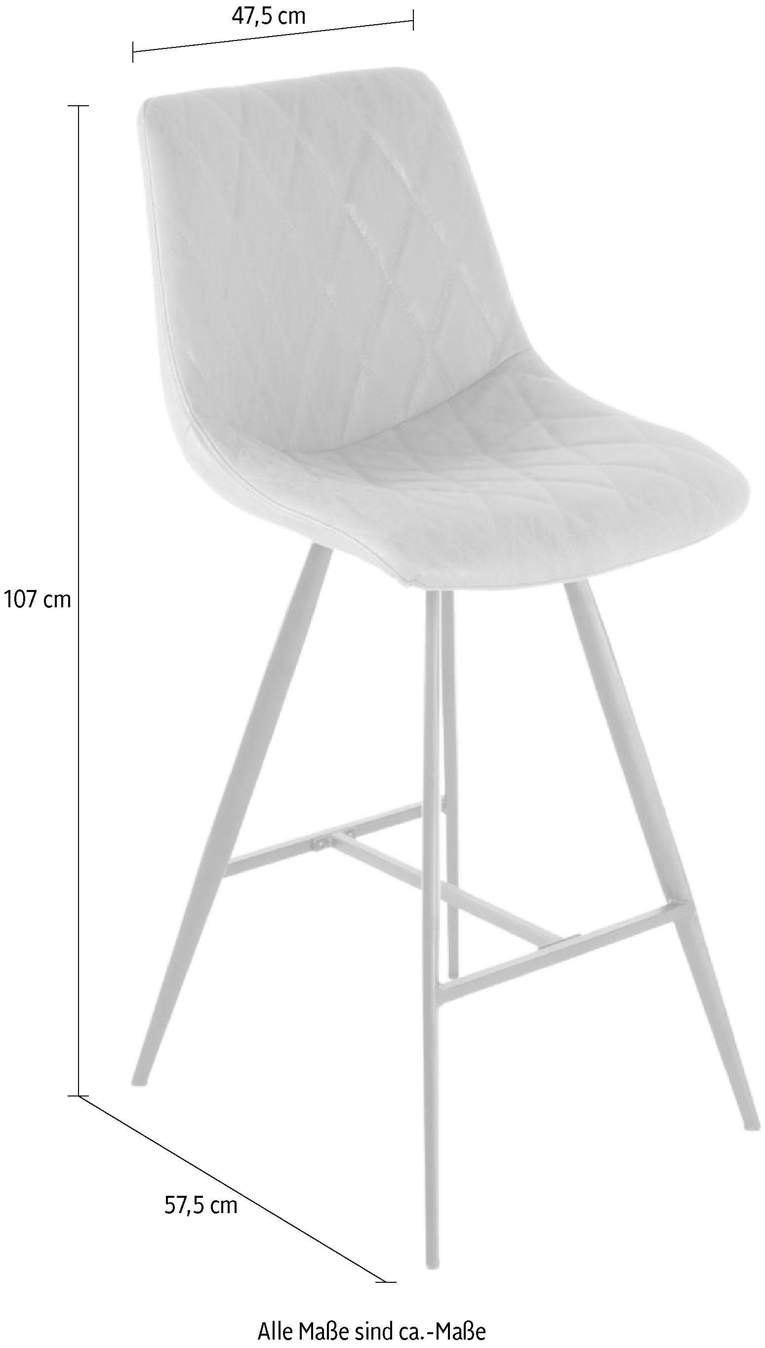 Kayoom Hochstuhl »Barstuhl Frances 425 2er-Set, stilvoller Retro-Look Barhocker« (Set) 2 Stk.pflegeleicht, bequem, attraktive Lederoptik, stilvoller Retro-Look