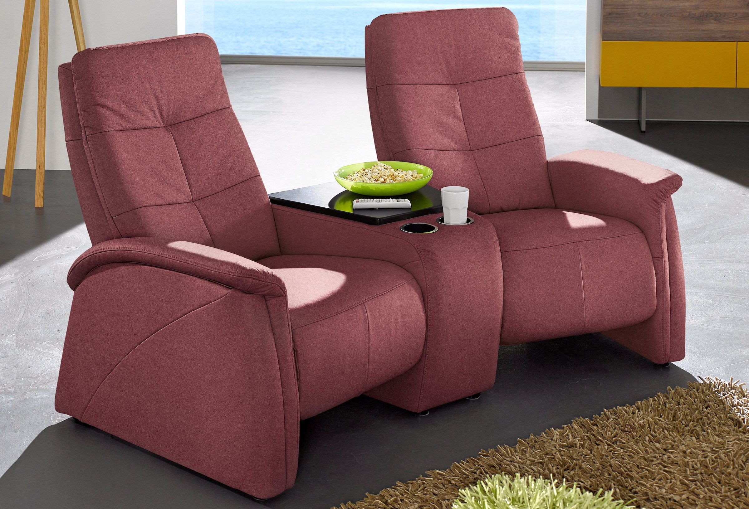exxpo - sofa fashion 2-Sitzer "Tivoli, Kinosofa, bequem," mit Relaxfunktion, integrierter Tischablage und Stauraumfach