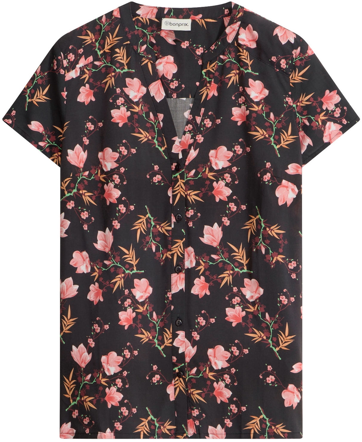 bonprix Blouse à manches courtes Regular Fit, für Businessmode, aus Viskose, feminin gestaltet