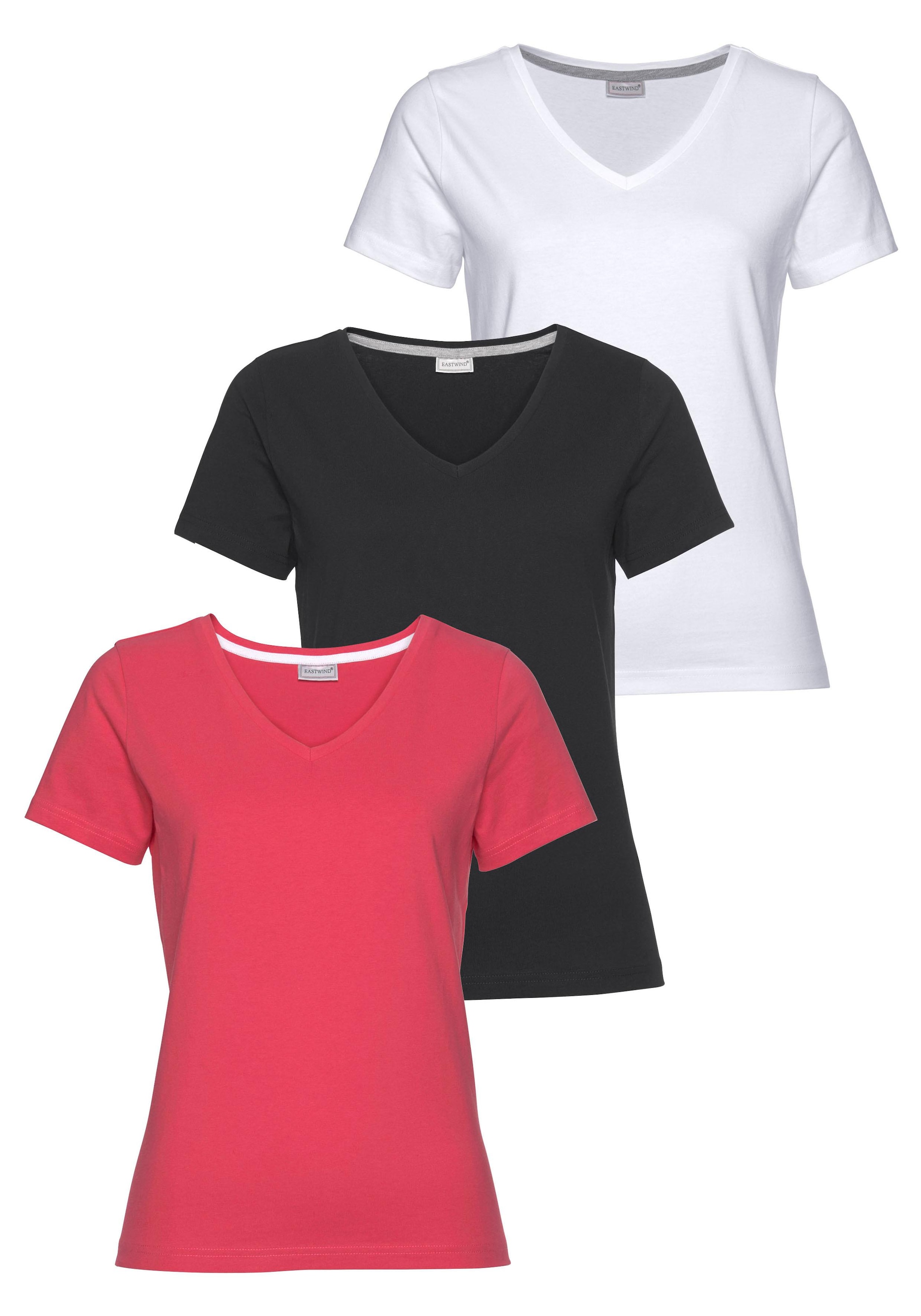 Image of Eastwind T-Shirt 3er-Pack, Kurzarm, figurumspielend, aus Baumwolle, im 3er-Pack