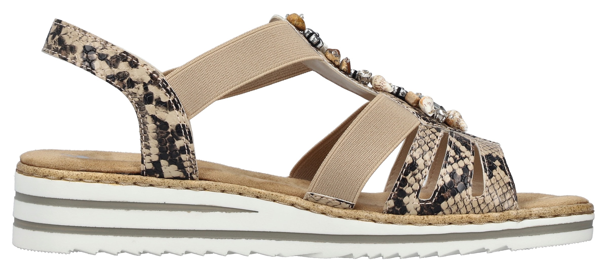 Rieker Sandale  chaussure d'été, sandale, talon compensé, avec décoration estivale