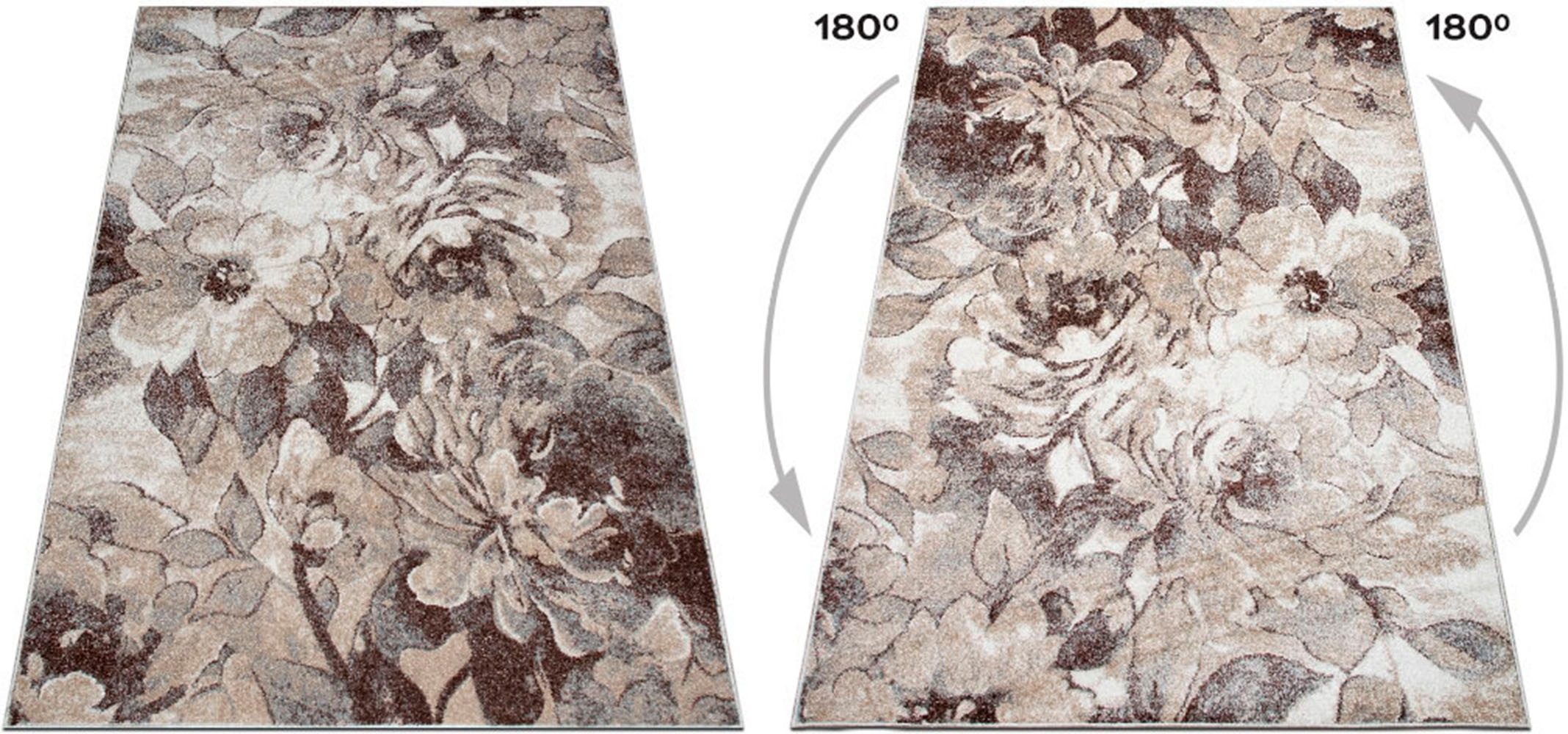 my home Teppich »Almrose«, rechteckig, 9 mm Höhe, mit besonders weichem Flor, Blumen Muster, florales Design, Kurzflor