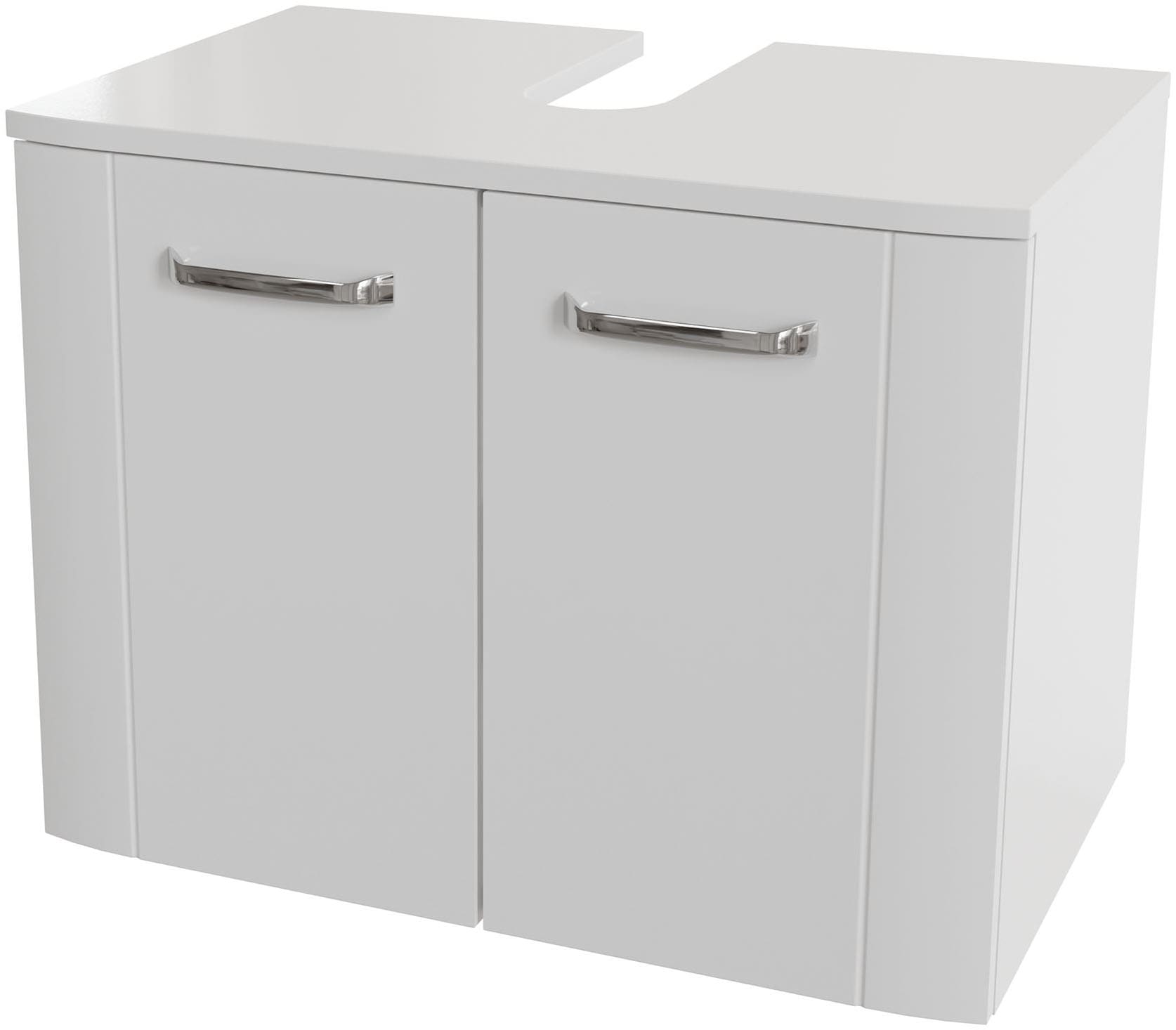 Image of Saphir Waschbeckenunterschrank "Serie 3006, 2 Türen, Siphonausschnitt, 60cm" Waschbeckenschrank inkl. Türdämpfer, Griffe in Chrom Glanz