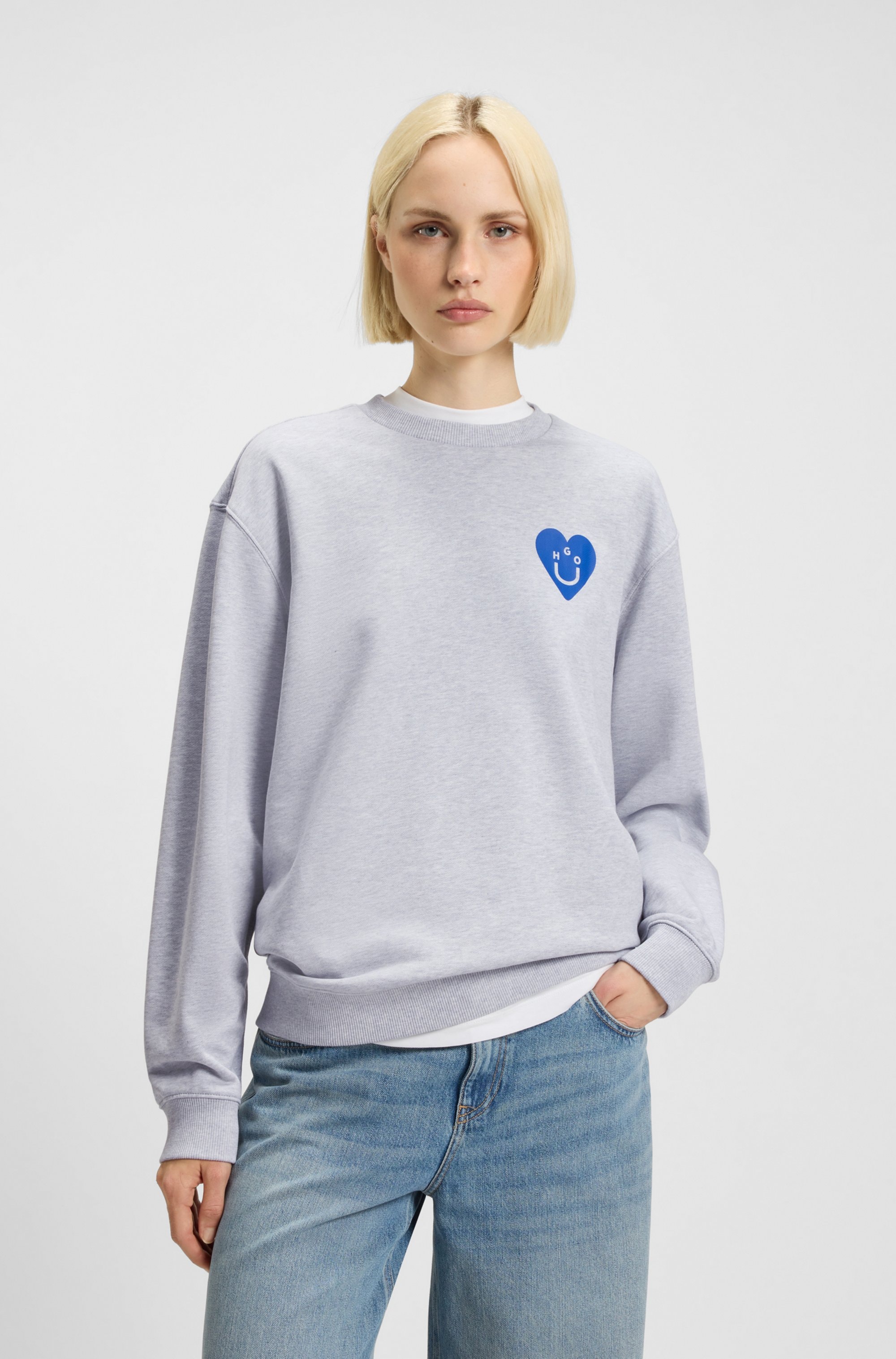 HUGO Blue Sweatshirt »Oversized Crew«, Rundhals, mit Print
