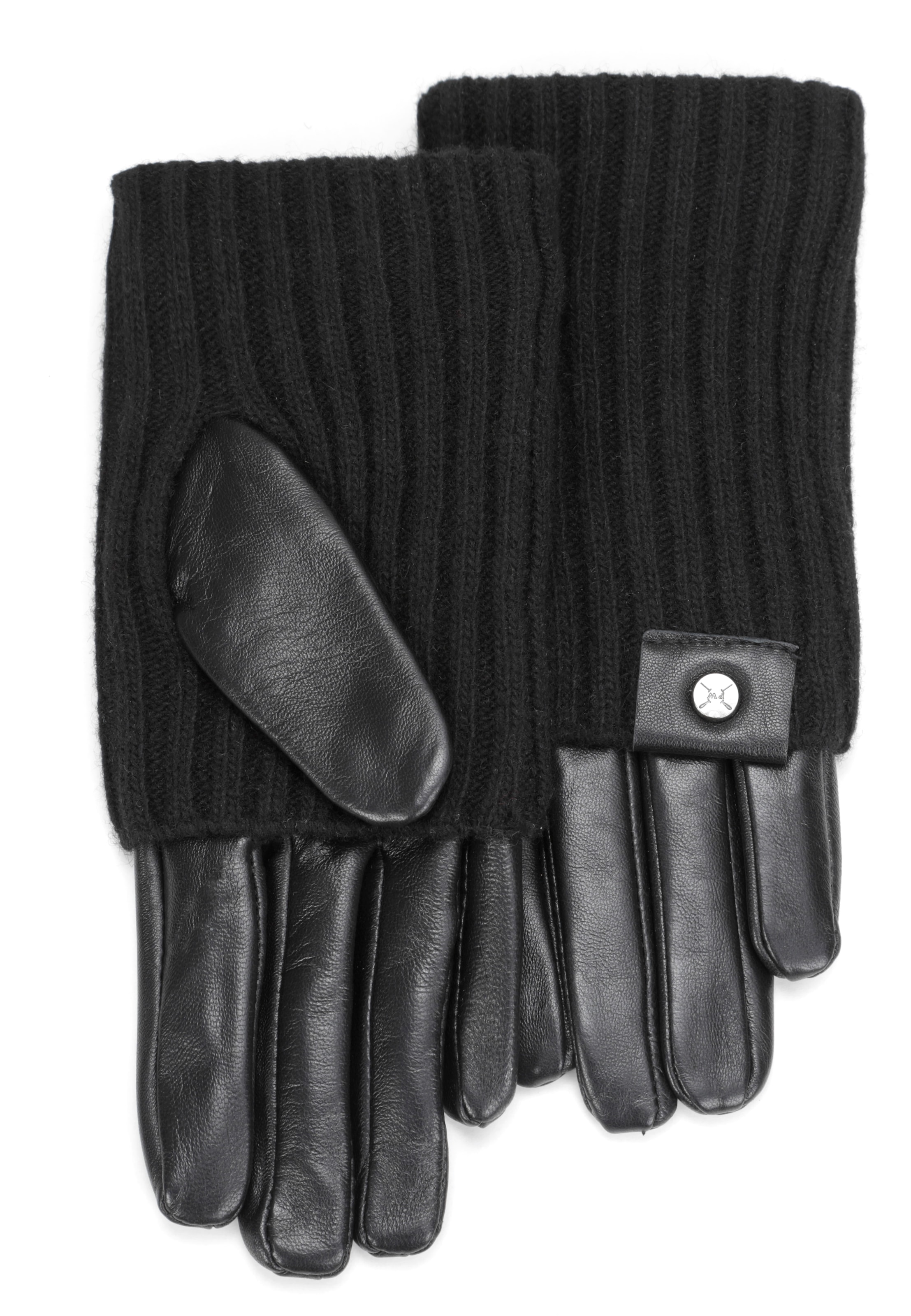 PEARLWOOD Lederhandschuhe »ROMY«, (1 Paar), Fleecefutter, als Lang-oder Kurzhandschuh zu tragen, Strickbündchen