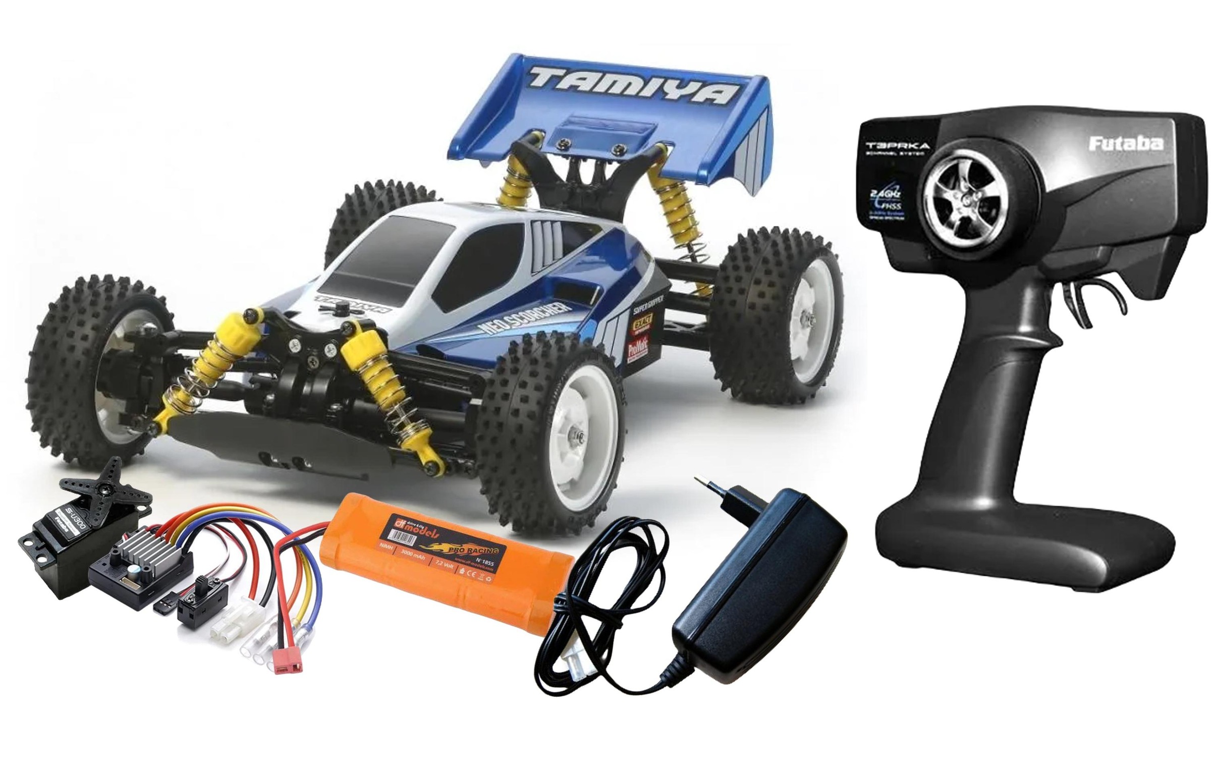 Tamiya RC-Buggy »Neo Scorcher 4WD TT-02B Bausatz Starterset«
