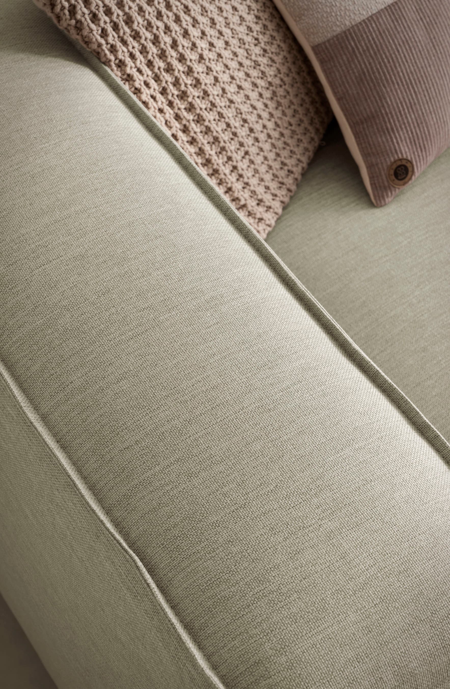 LeGer Home by Lena Gercke Ecksofa »PIARA XXL, Big-Sofa in Cord oder Leinenoptik, L-Form, mit Kedernaht«, wahlweise Ottomane rechts/links, schwarze Füsse, extra tiefe Sitzfläche