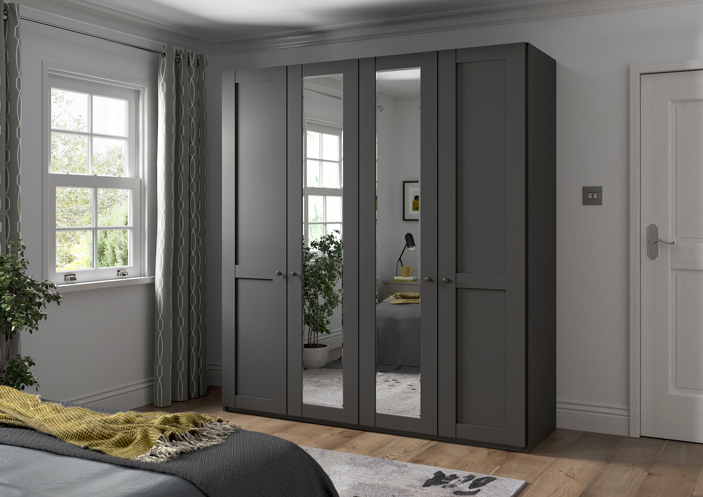 WIEMANN Drehtürenschrank »Göteborg, mit 95° Öffnungswinkel, Made in Germany«, inkl. Spiegel und Türendämpfung, moderner Landhausstil