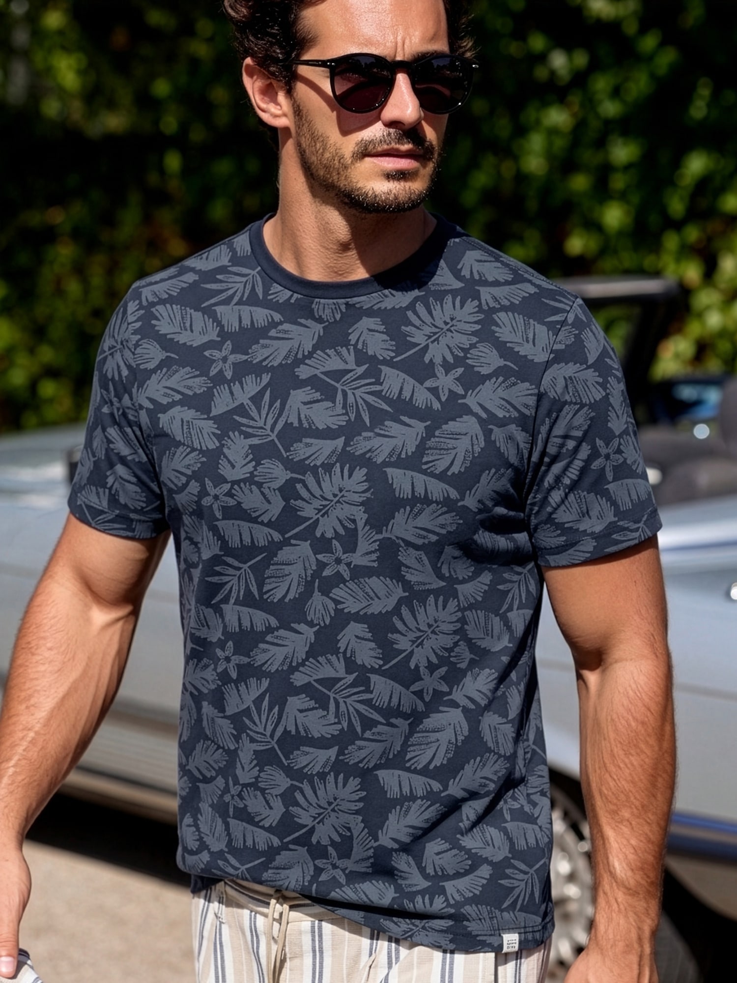 Image of LERROS T-Shirt "T-Shirt mit Rundkragen aus reiner Baumwolle mit Flower-Print"
