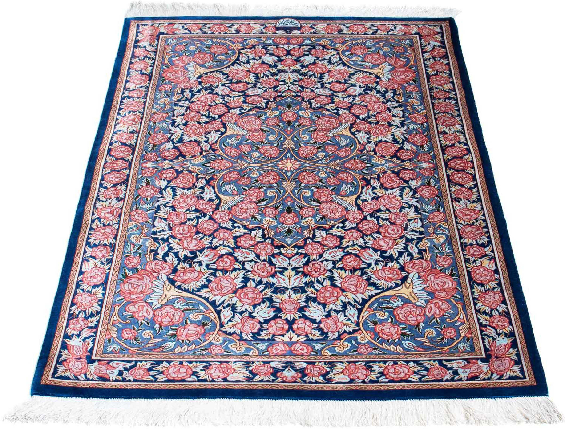Image of morgenland Orientteppich »Perser - Ghom - 119 x 77 cm - dunkelblau«, rechteckig, 10 mm Höhe, Wohnzimmer, Handgeknüpft, Einzelstück mit Zertifikat bei Ackermann Versand Schweiz