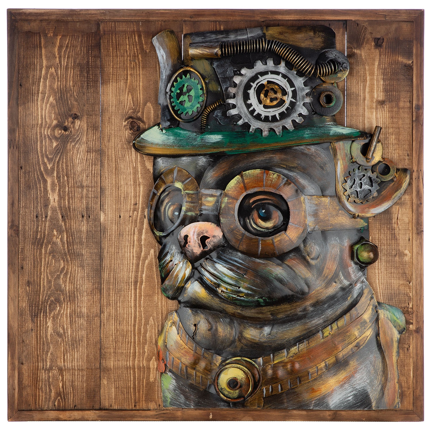Image of GILDE Metallbild "Bild quadratisch Steampunk Dog" Tiere 1 Stk. tlg.