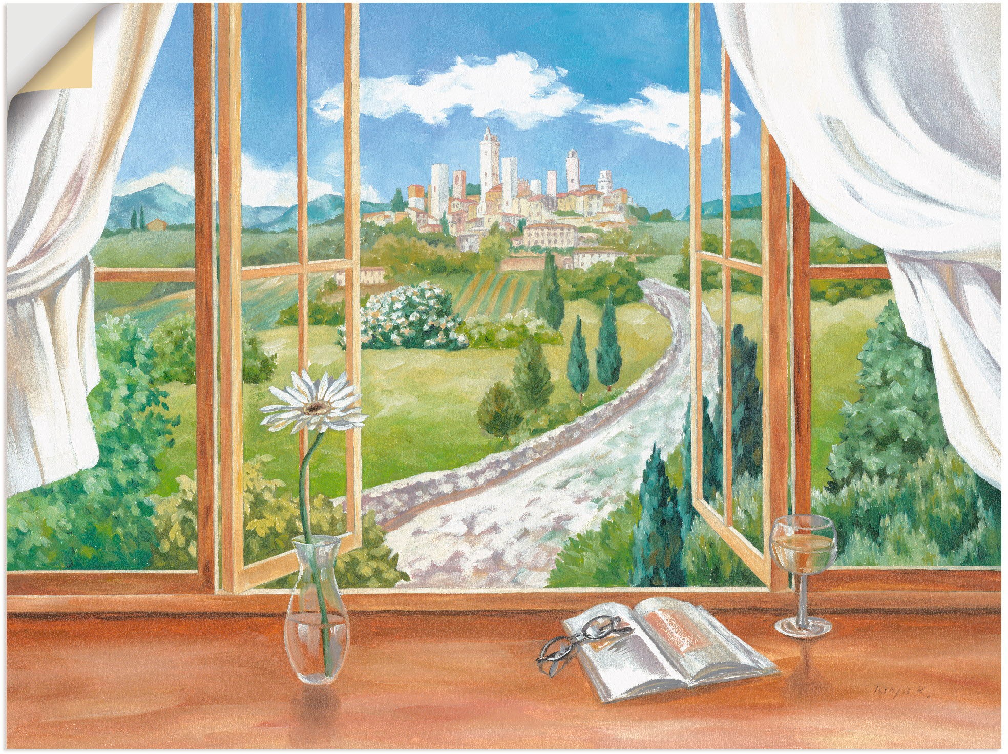 Image of Artland Wandbild »Fenster zur Toskana«, Fensterblick, (1 St.), in vielen Grössen & Produktarten - Alubild / Outdoorbild für den Aussenbereich, Leinwandbild, Poster, Wandaufkleber / Wandtattoo auch für Badezimmer geeignet bei Ackermann Versand Schweiz