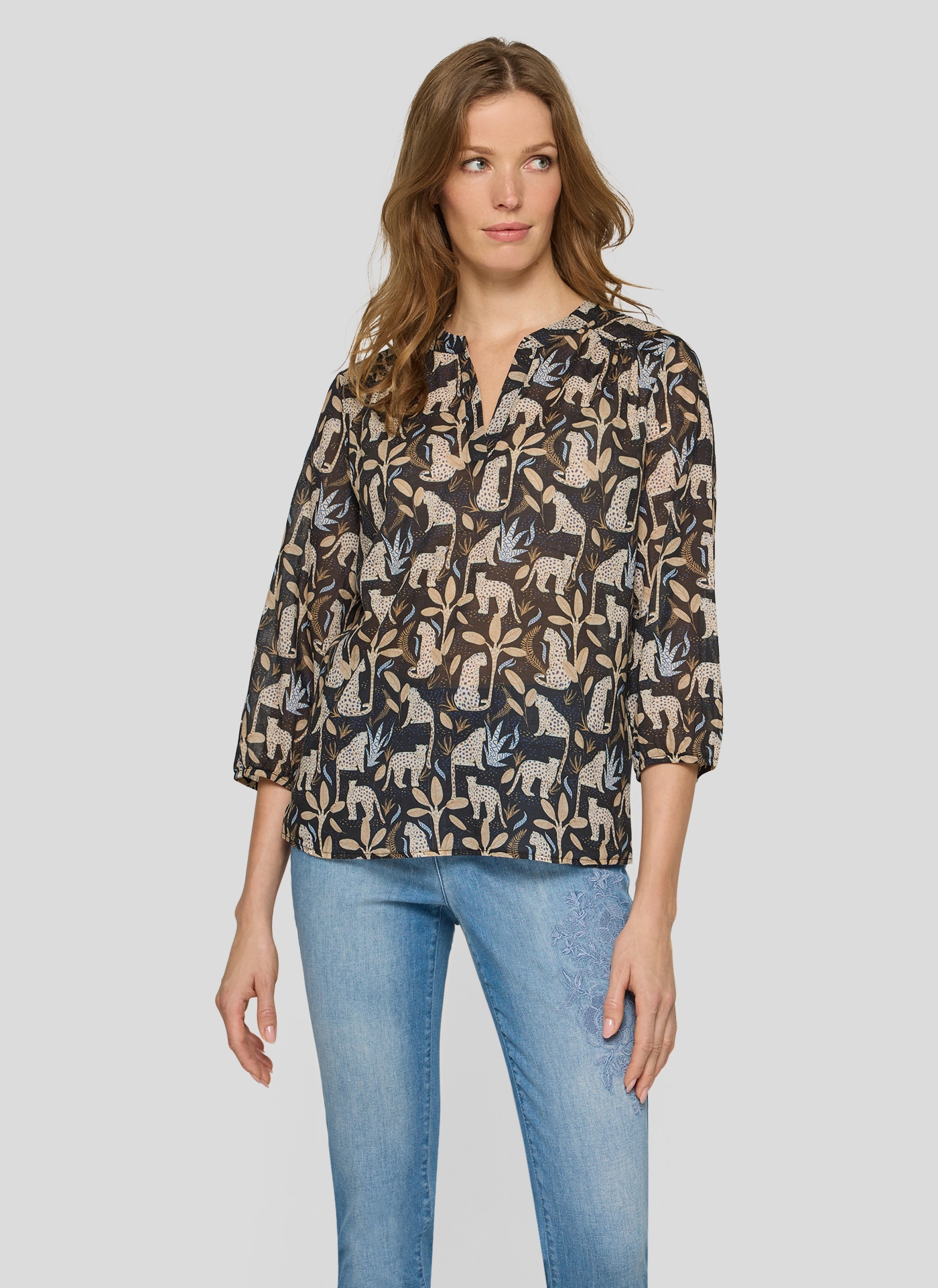 Image of Rabe Druckbluse mit floralem Muster und Splitneck