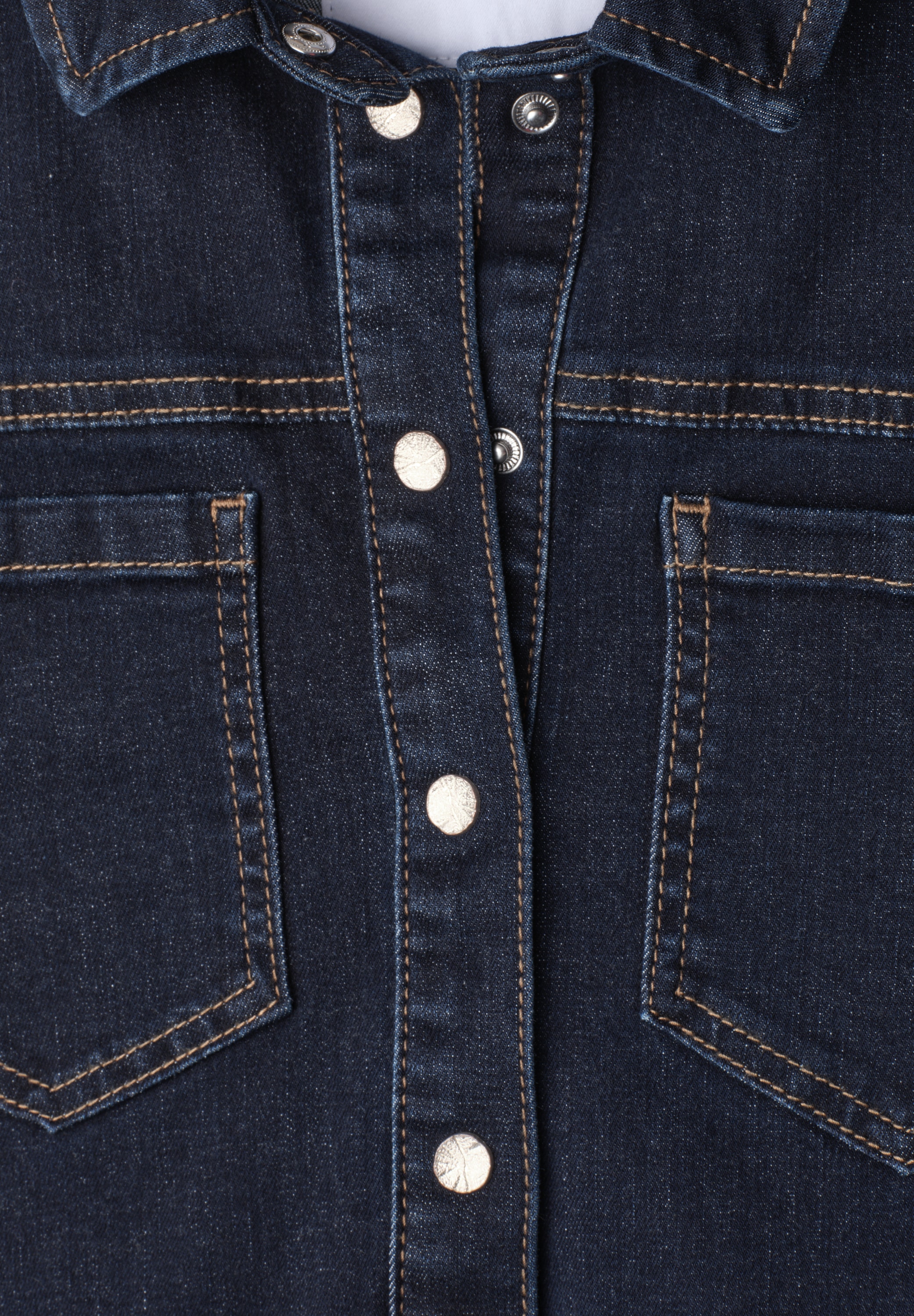 STREET ONE Robe en jean Poches poitrine Robe d'été en denim longue jusqu'aux genoux avec manches 3/4
