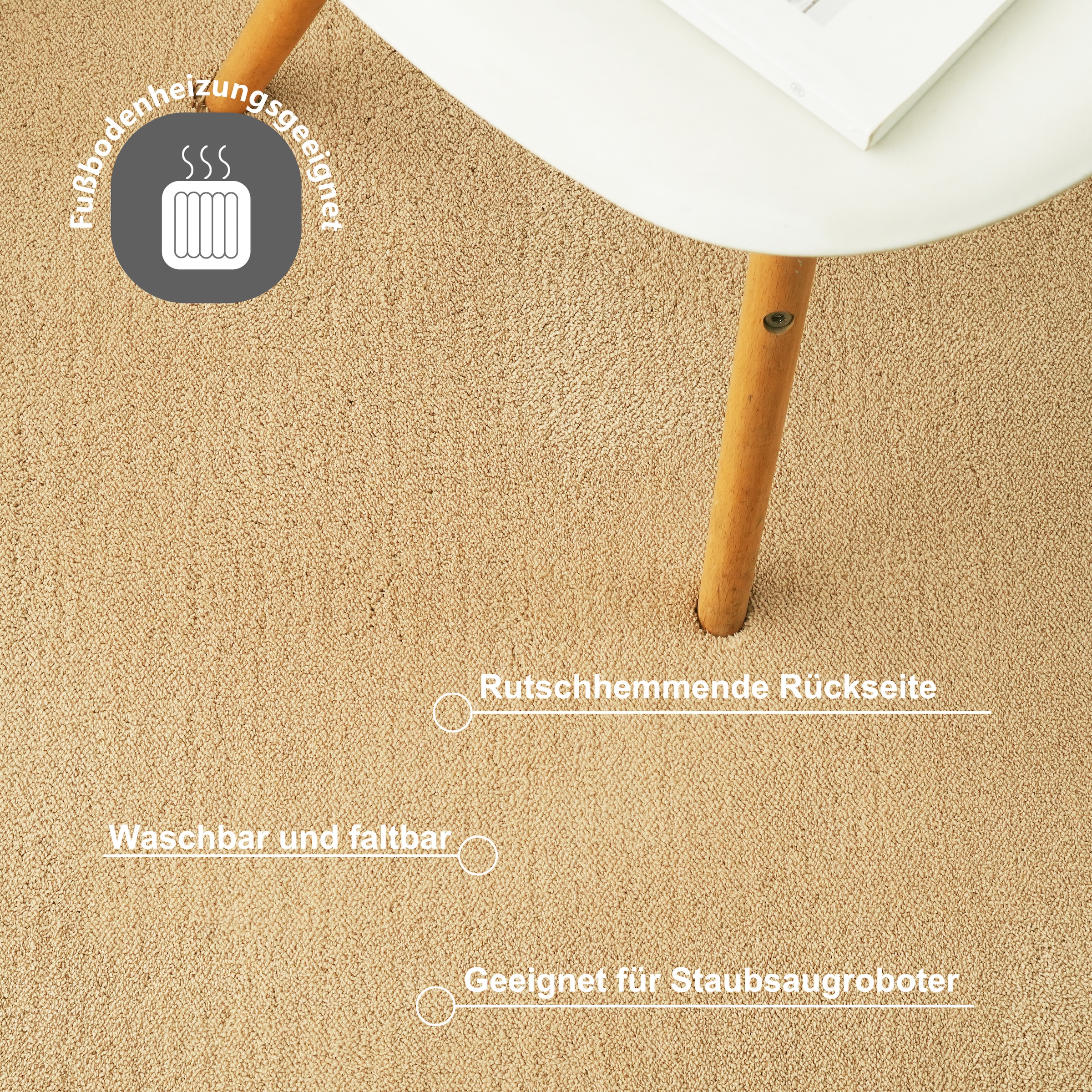 GOODproduct Teppich »Cali« rund 16 mm Höhe Uni-Farben, kuschelig, & weich, waschbar, Wohnzimmer, Schlafzimmer